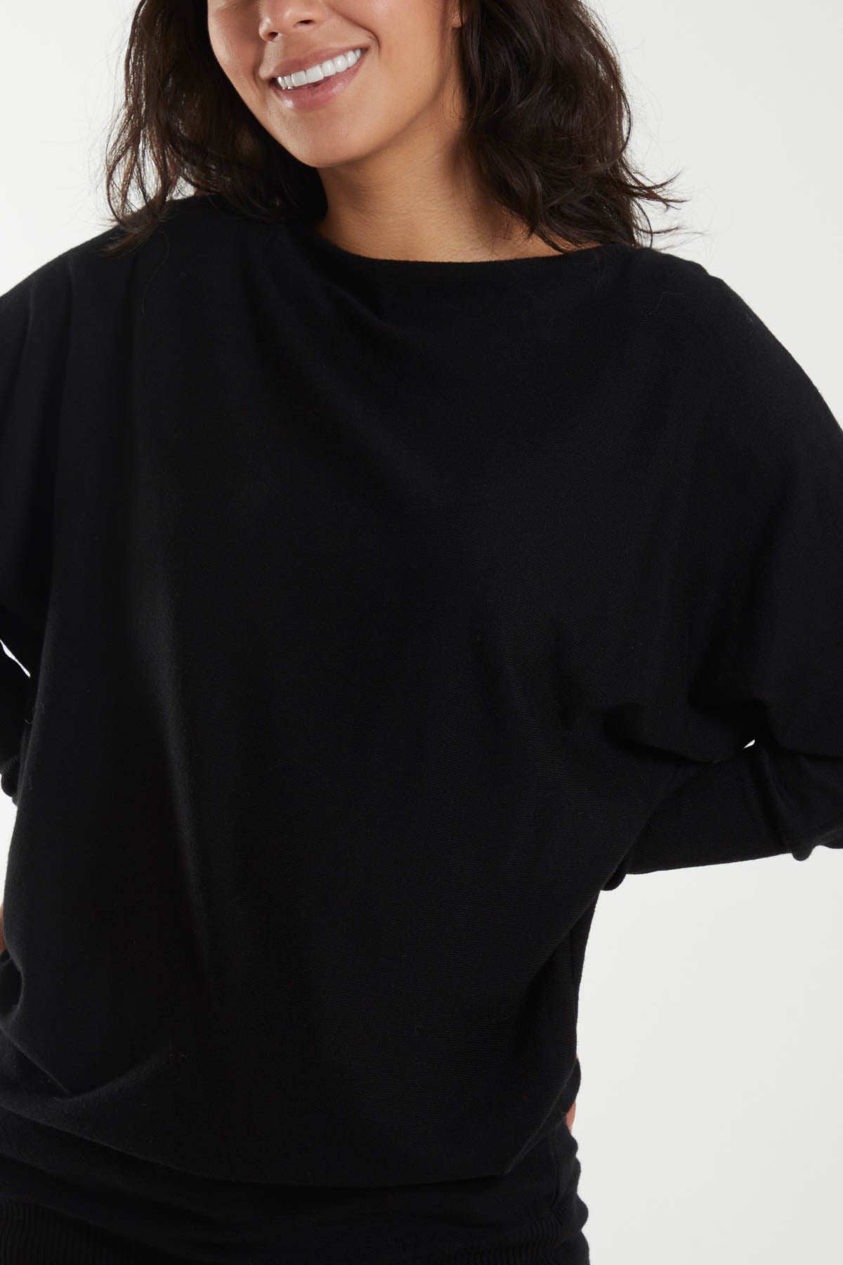 Boat Neck Batwing Sleeve Jumper