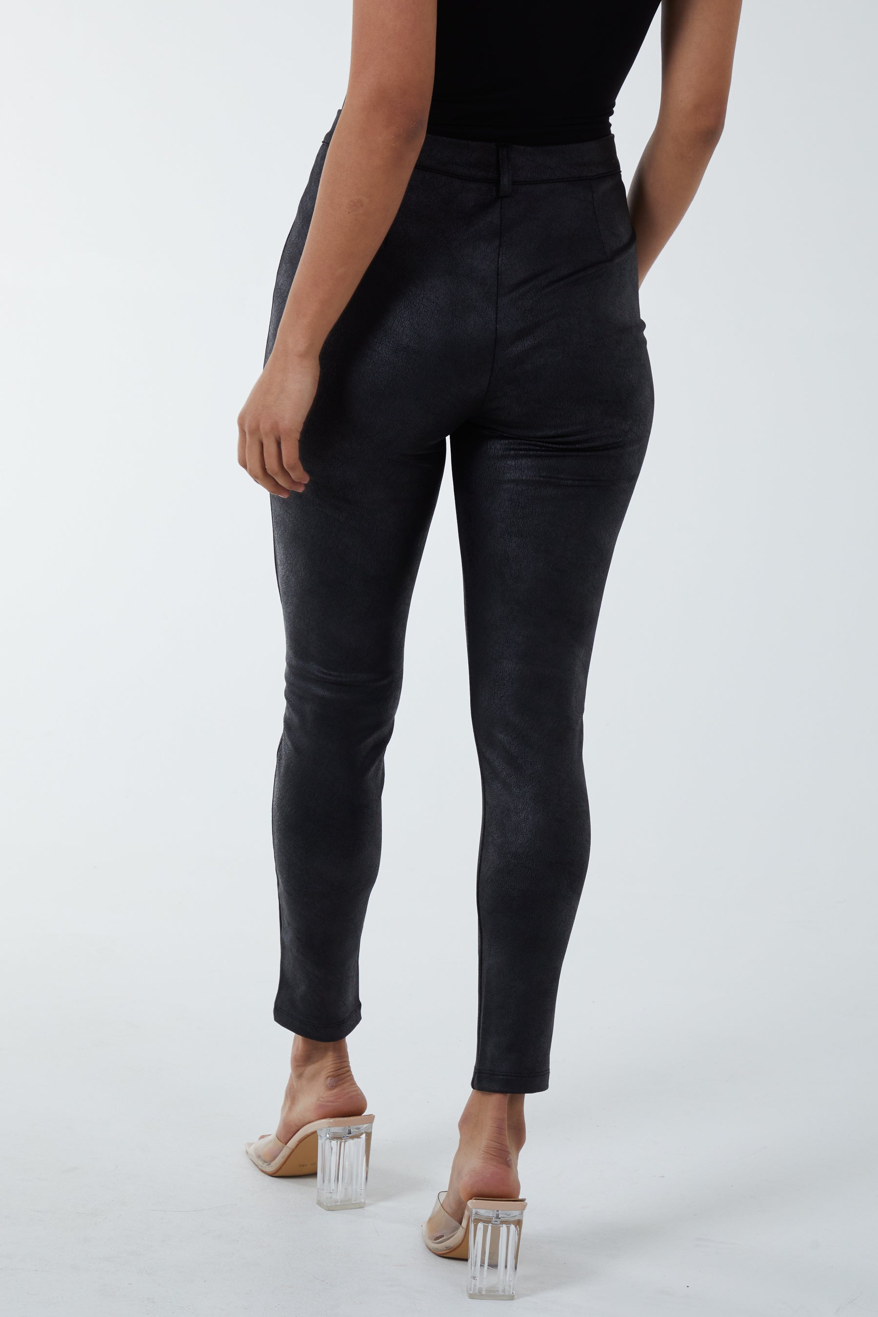 Leather Look Fitted Trousers
