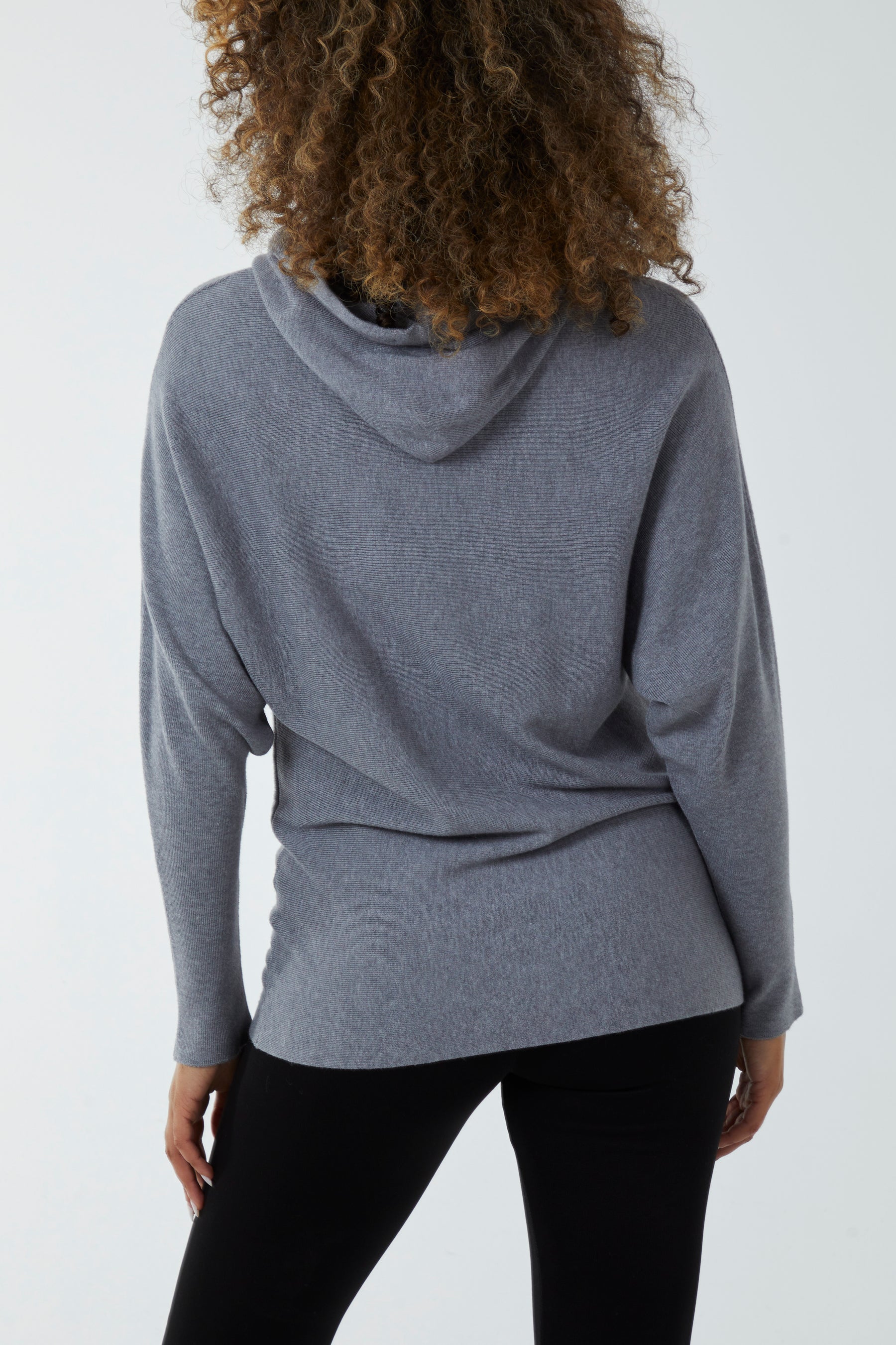 Ribbed Batwing String Hoodie