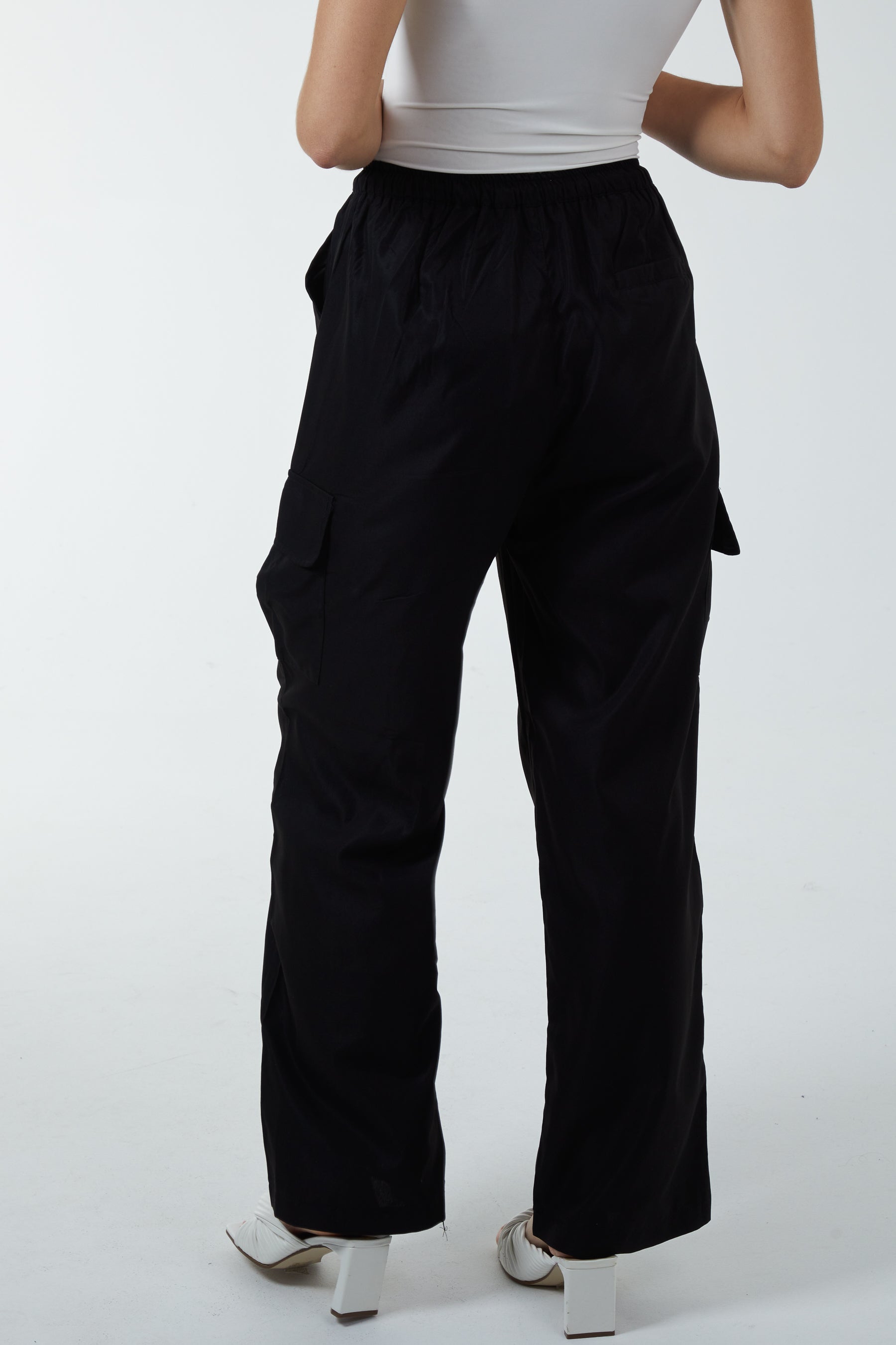 Wide Leg Tie Waist Cargo Trousers