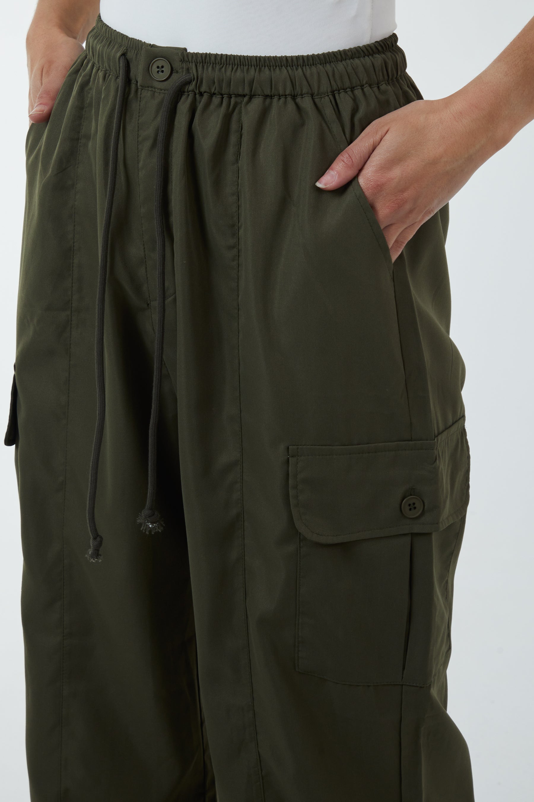 Wide Leg Tie Waist Cargo Trousers