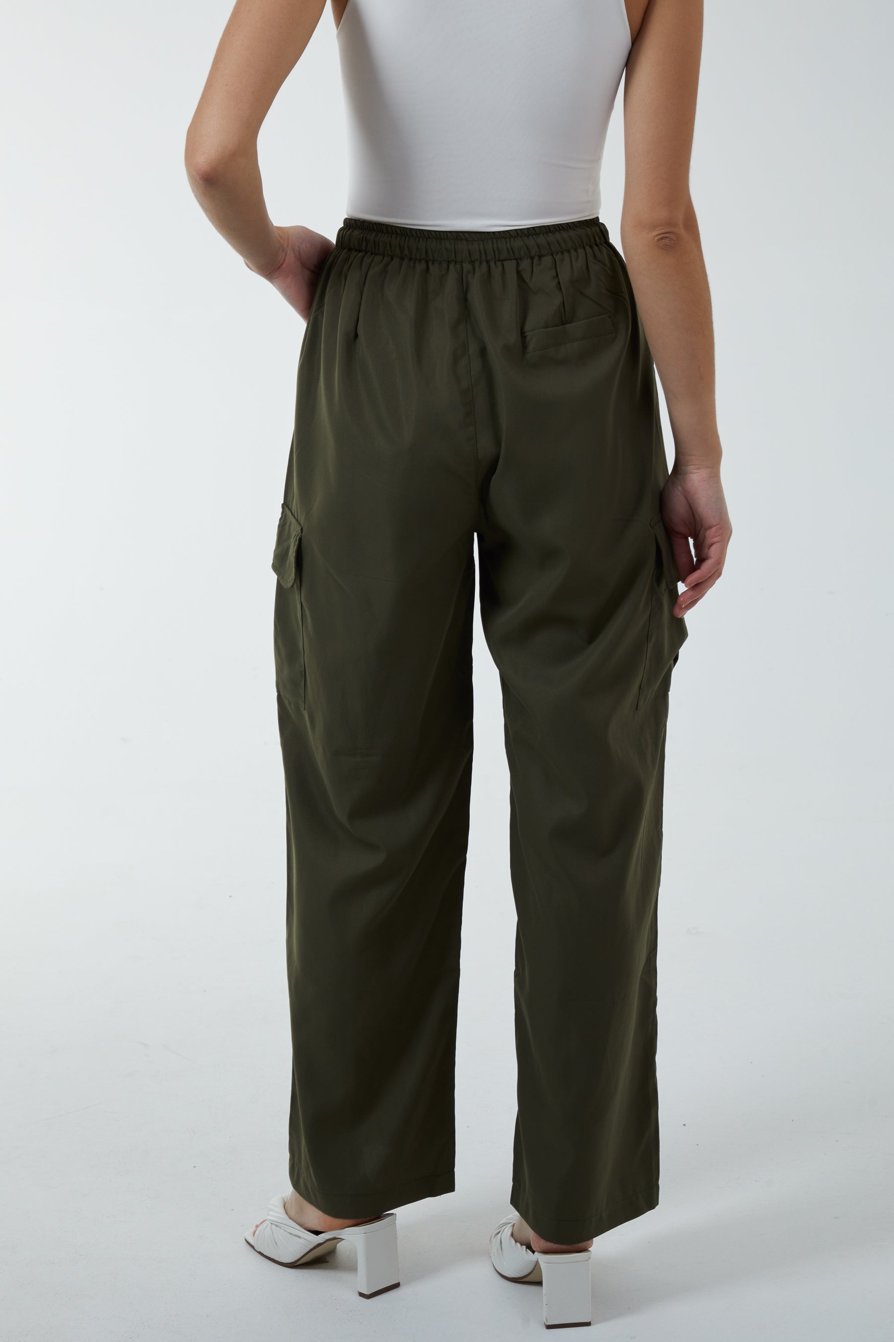 Wide Leg Tie Waist Cargo Trousers