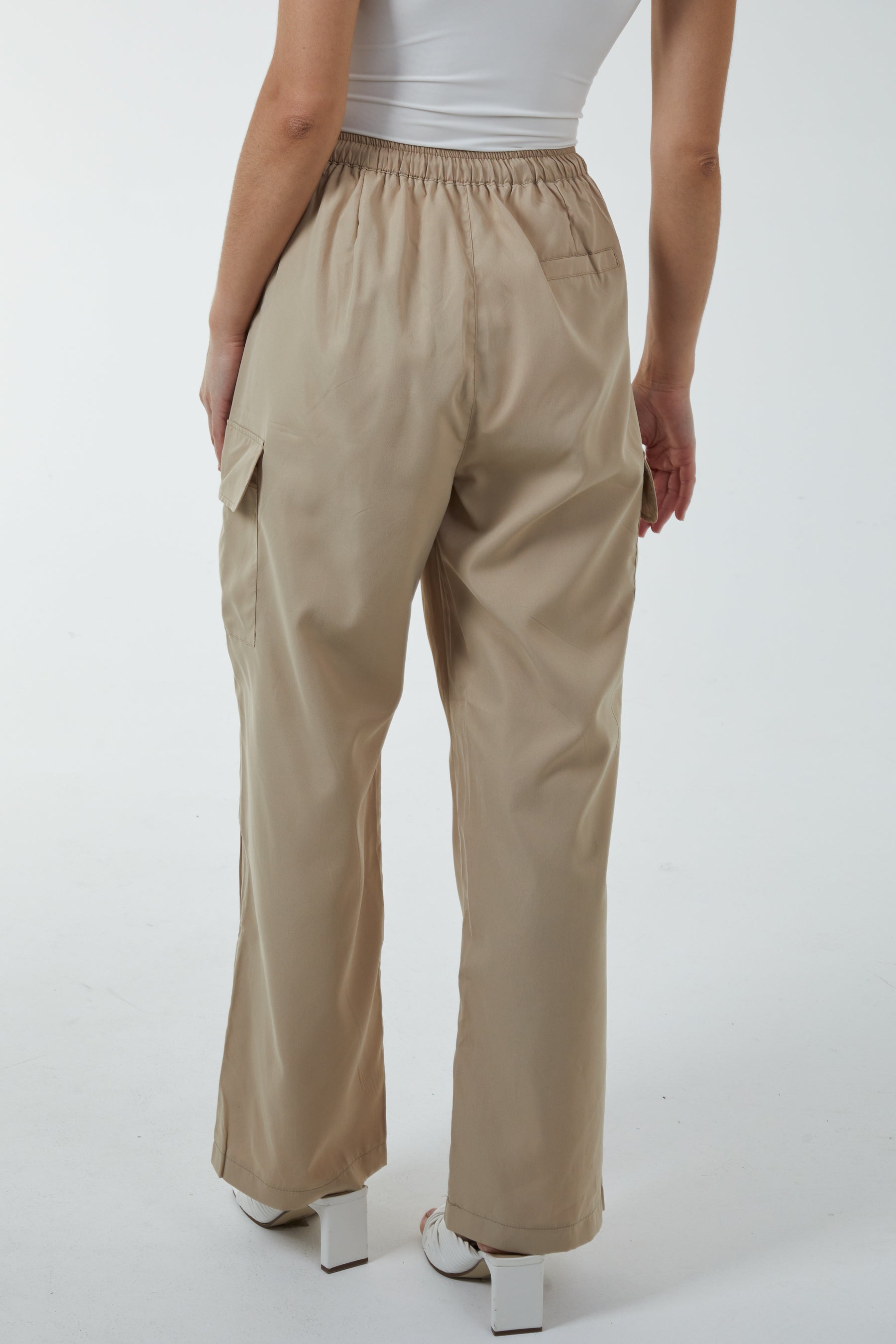 Wide Leg Tie Waist Cargo Trousers
