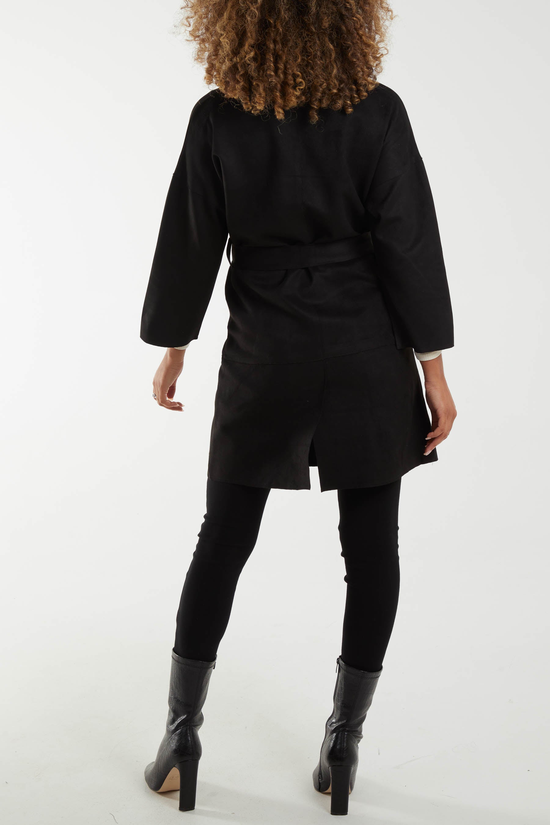 Suede-Style Belted Trench Jacket