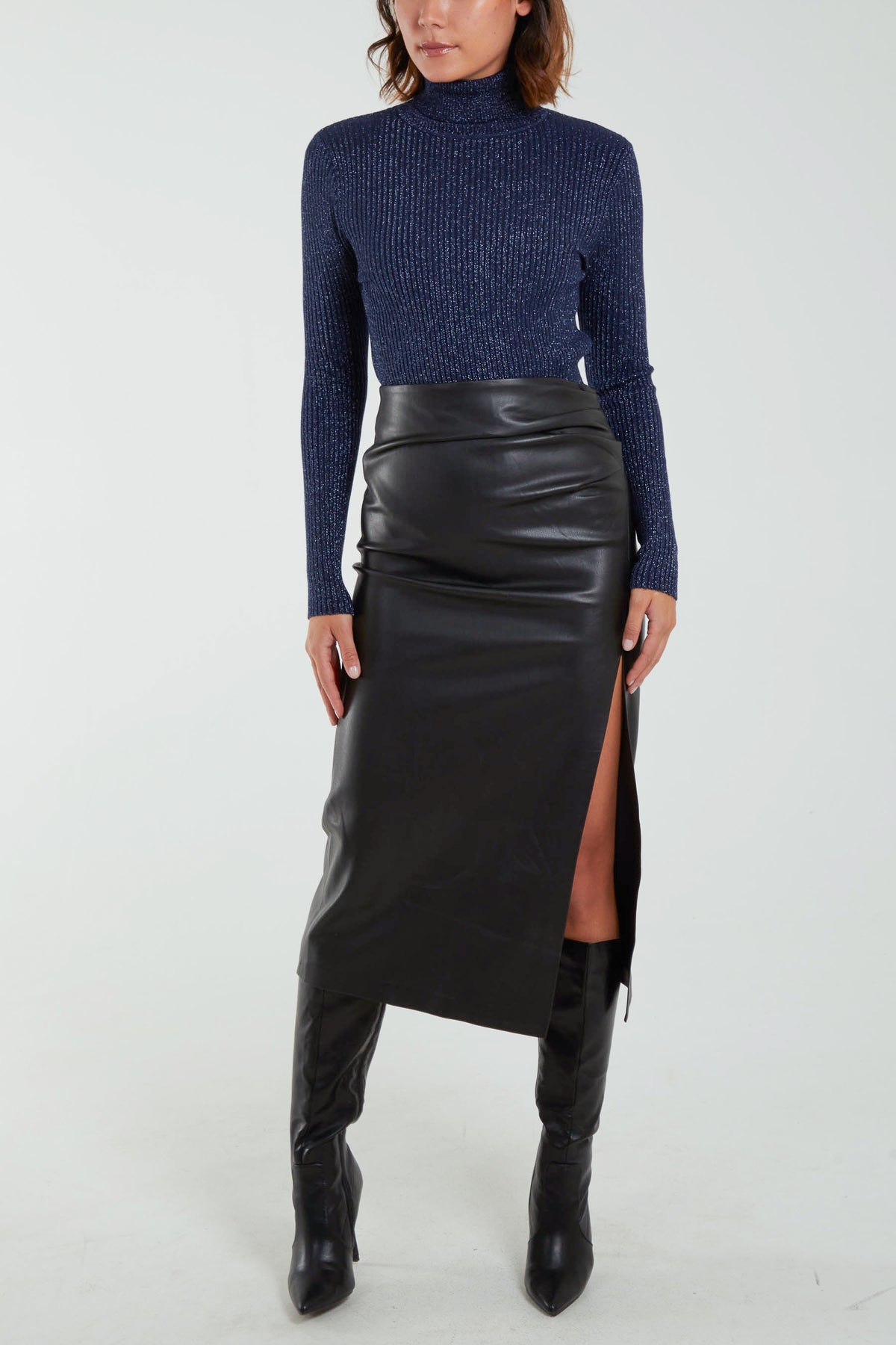 Glitter Knit Roll Neck Top