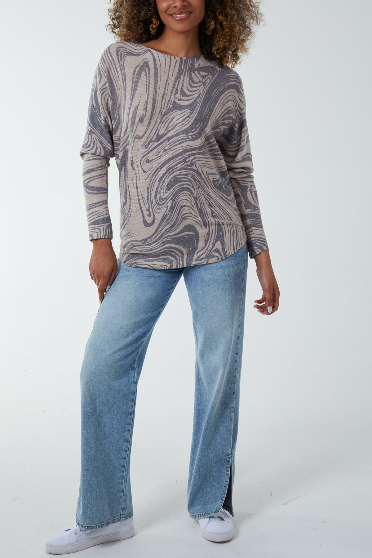 Swirl Print Batwing Jumper