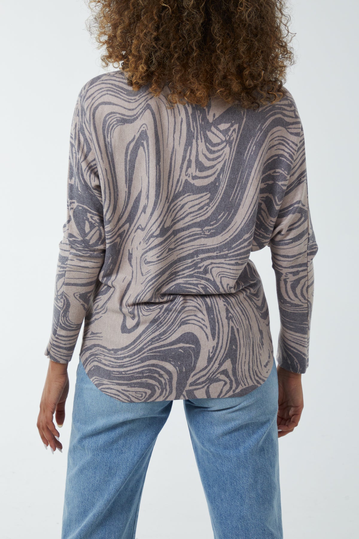 Swirl Print Batwing Jumper