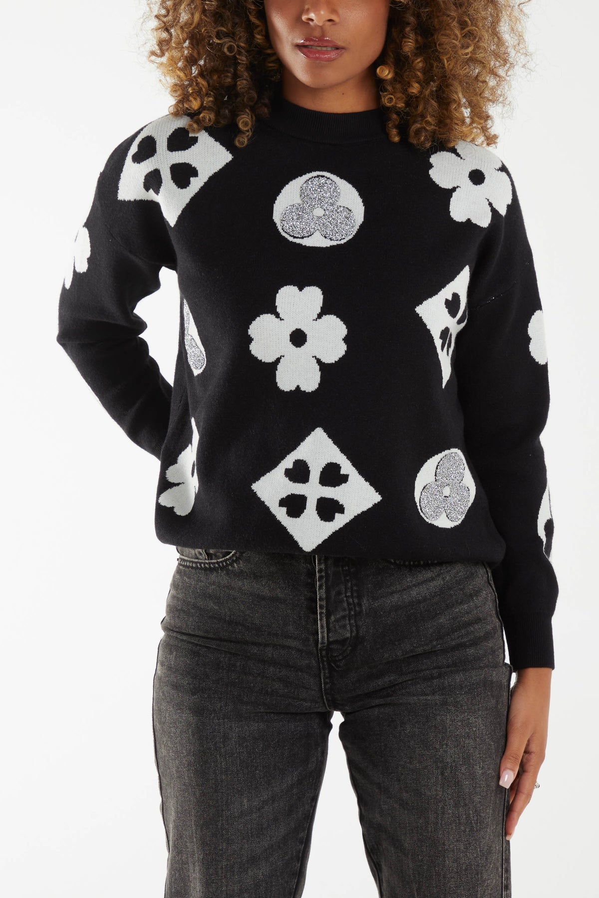 Floral & Geometric Sparkle Jumper