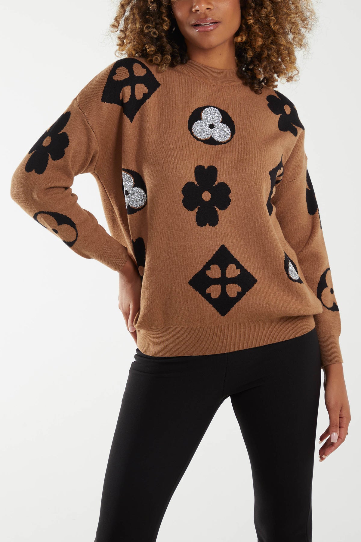 Floral & Geometric Sparkle Jumper