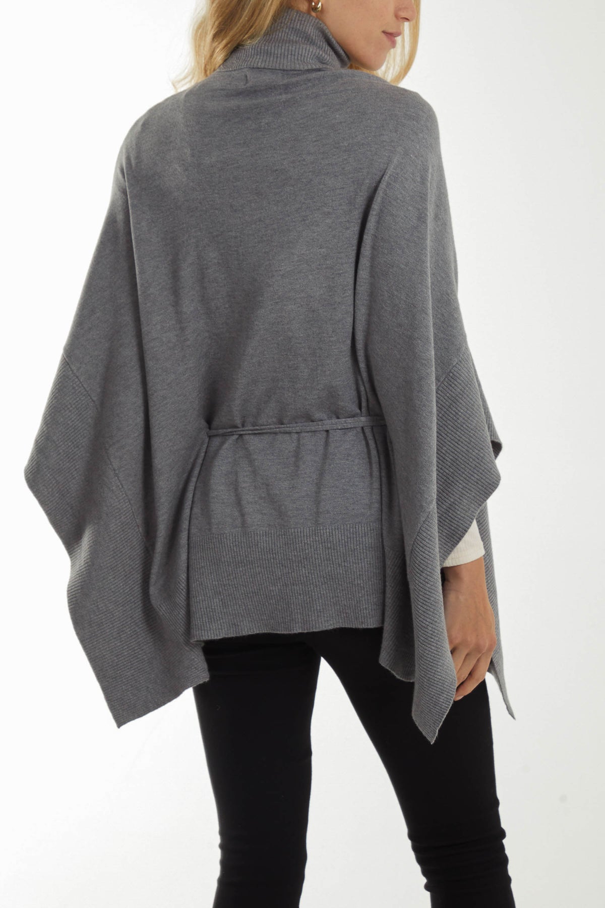 Roll Neck Drawstring Oversized Poncho