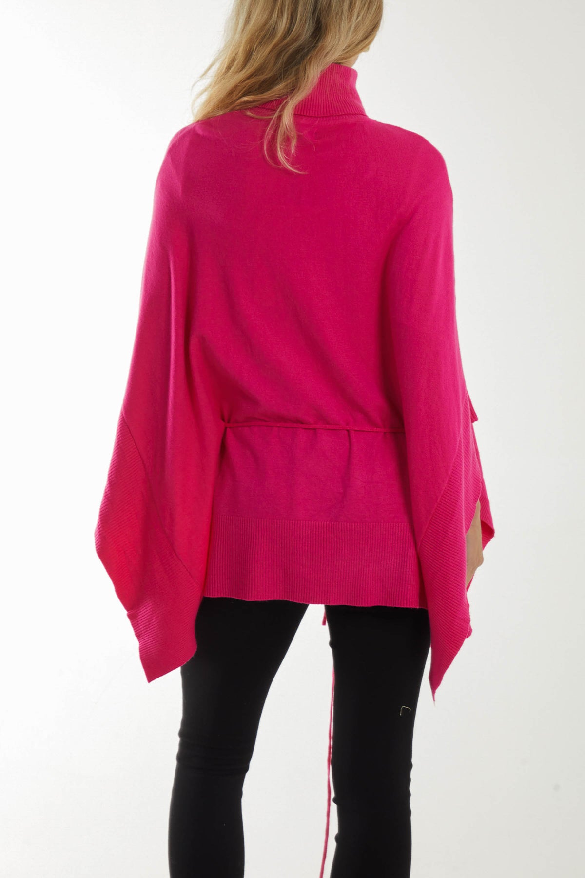 Roll Neck Drawstring Oversized Poncho