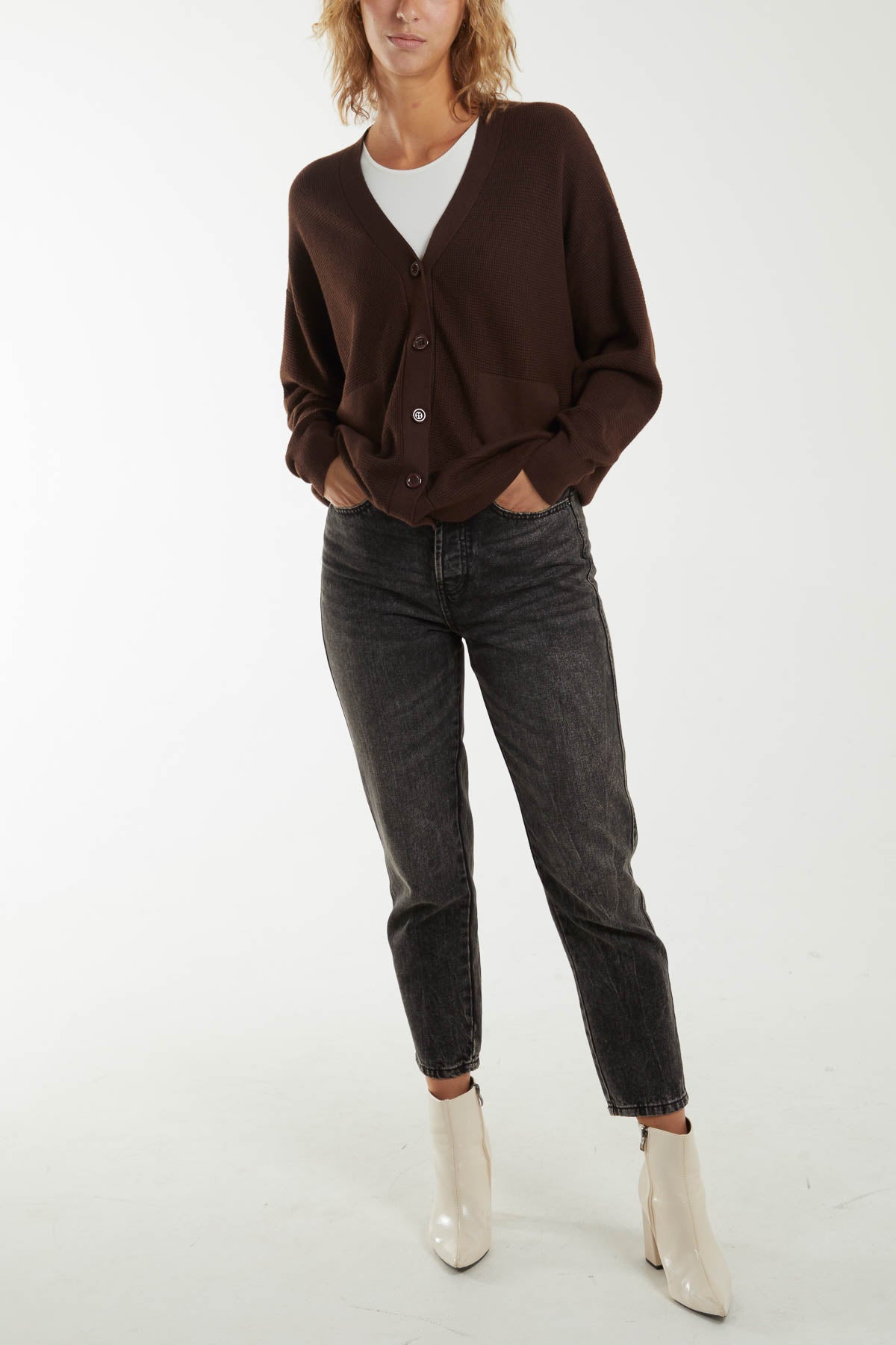 Relaxed Fit V-Neck Pocket Cardigan