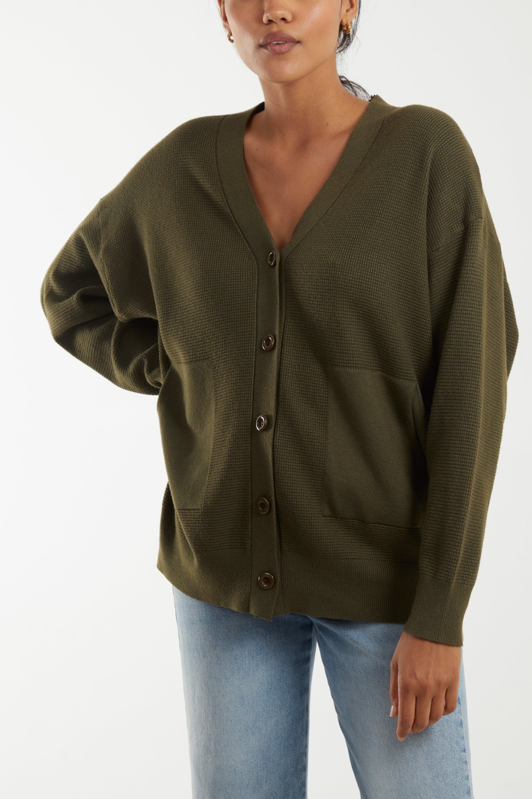 Relaxed Fit V-Neck Pocket Cardigan