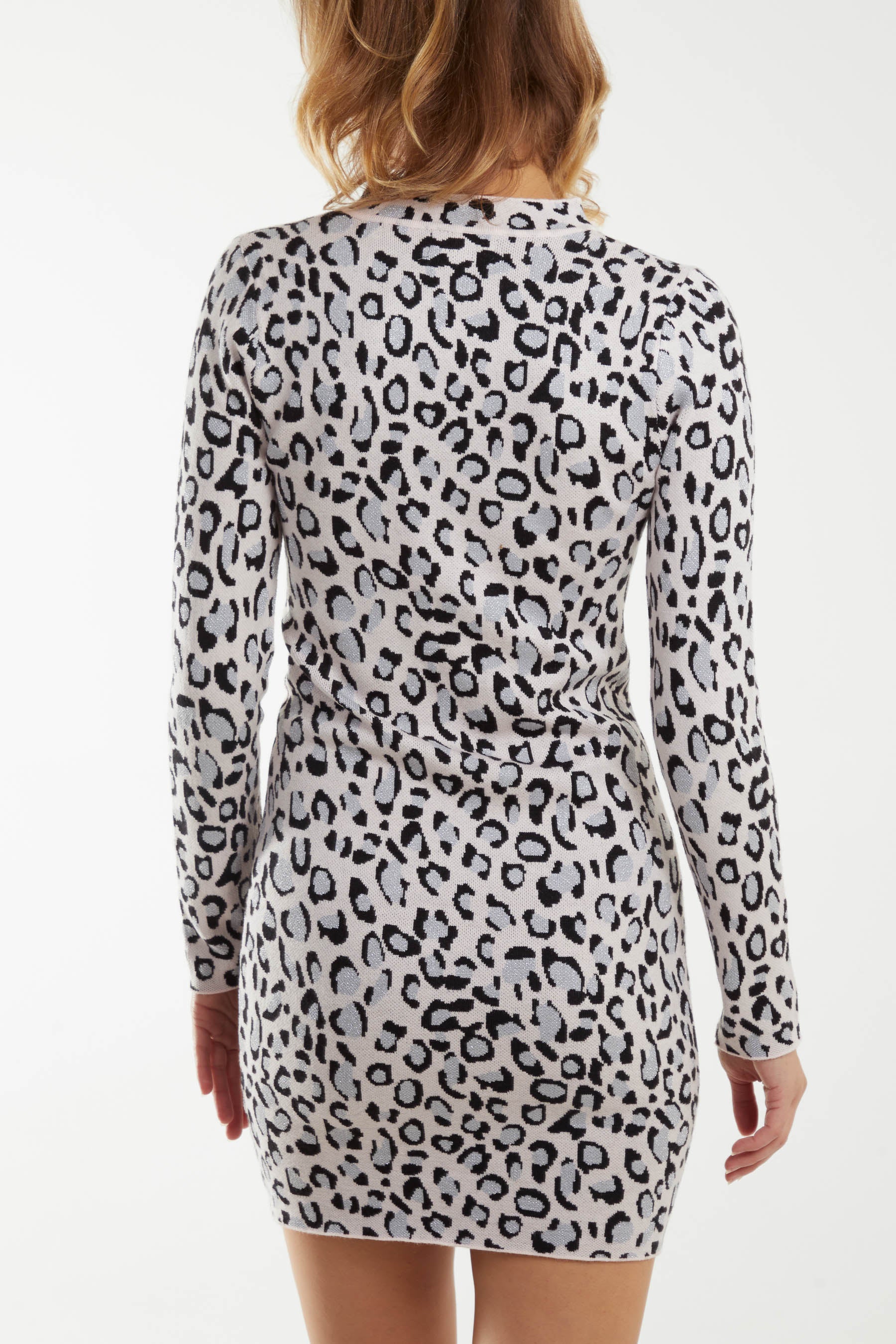 Leopard Glitter Print Jumper Mini Dress