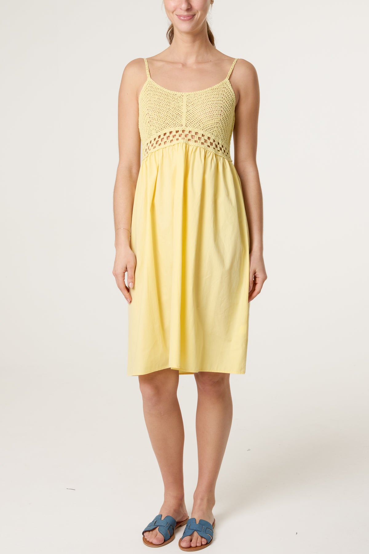 Crochet Detail Midi Dress