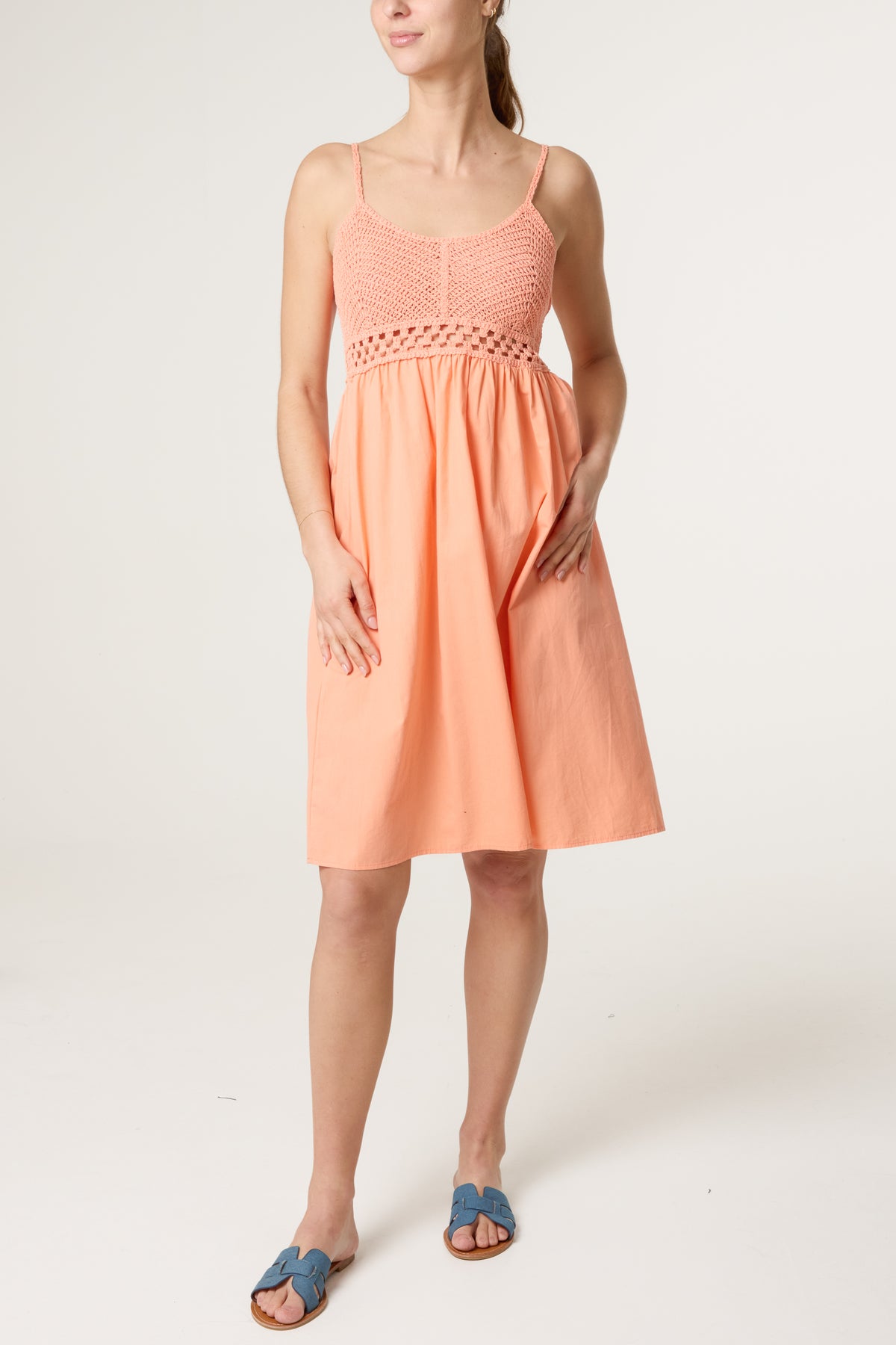 Crochet Detail Midi Dress