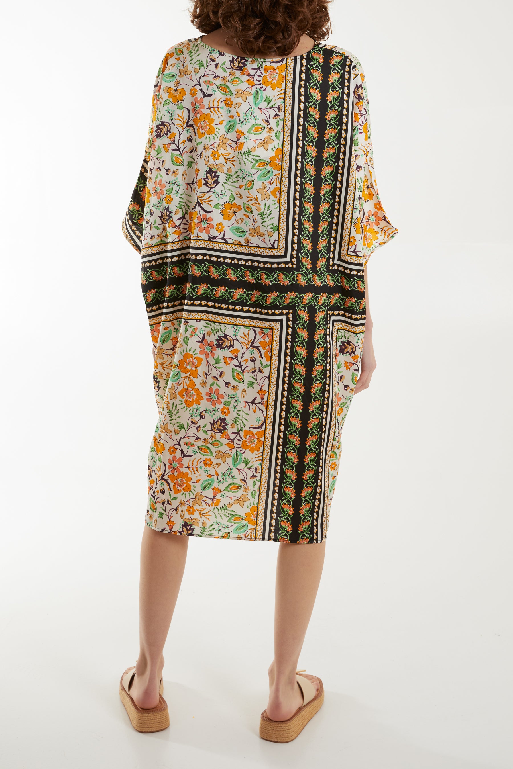 Floral Print Tie Waist Tunic Dress
