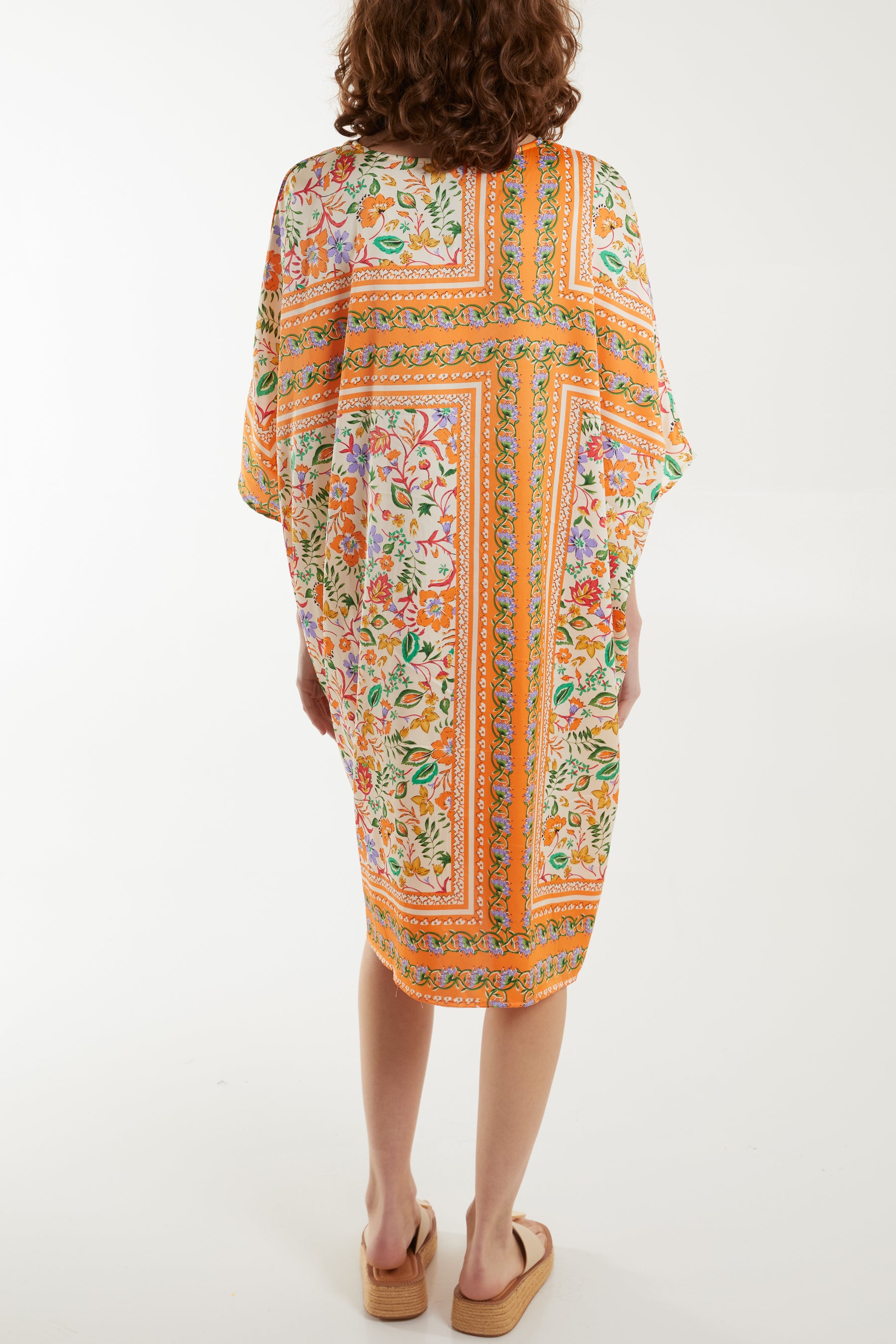Floral Print Tie Waist Tunic Dress
