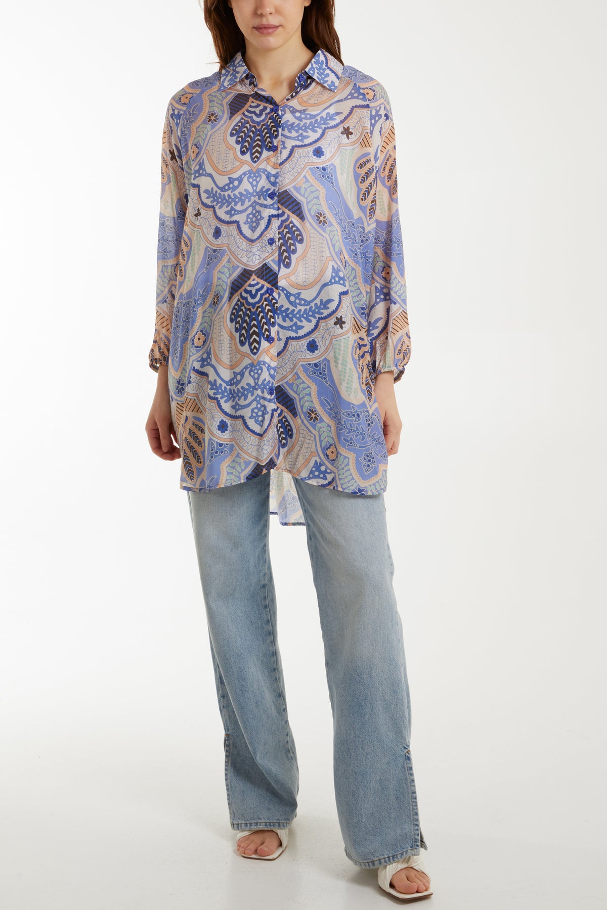 Lightweight Abstract Floral Print Shirt