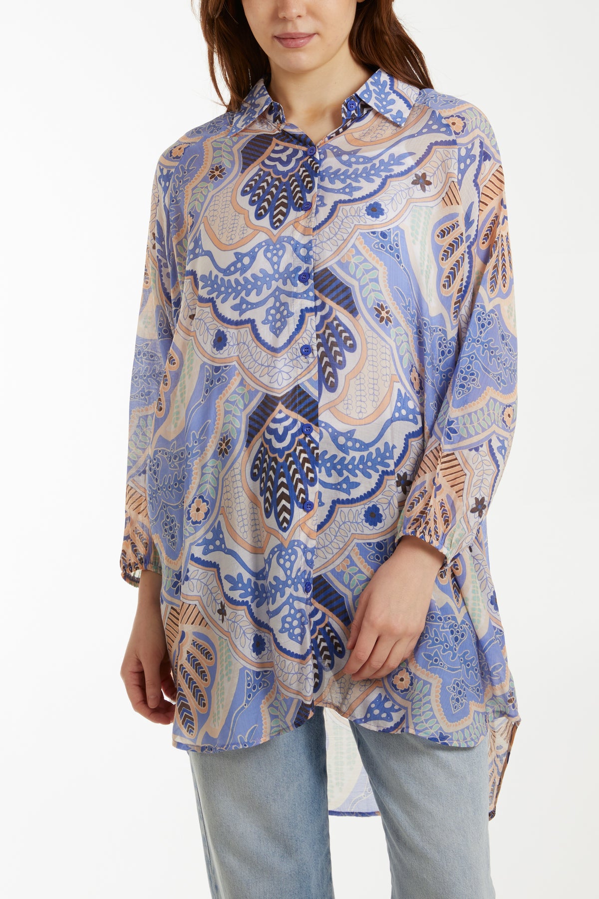 Lightweight Abstract Floral Print Shirt