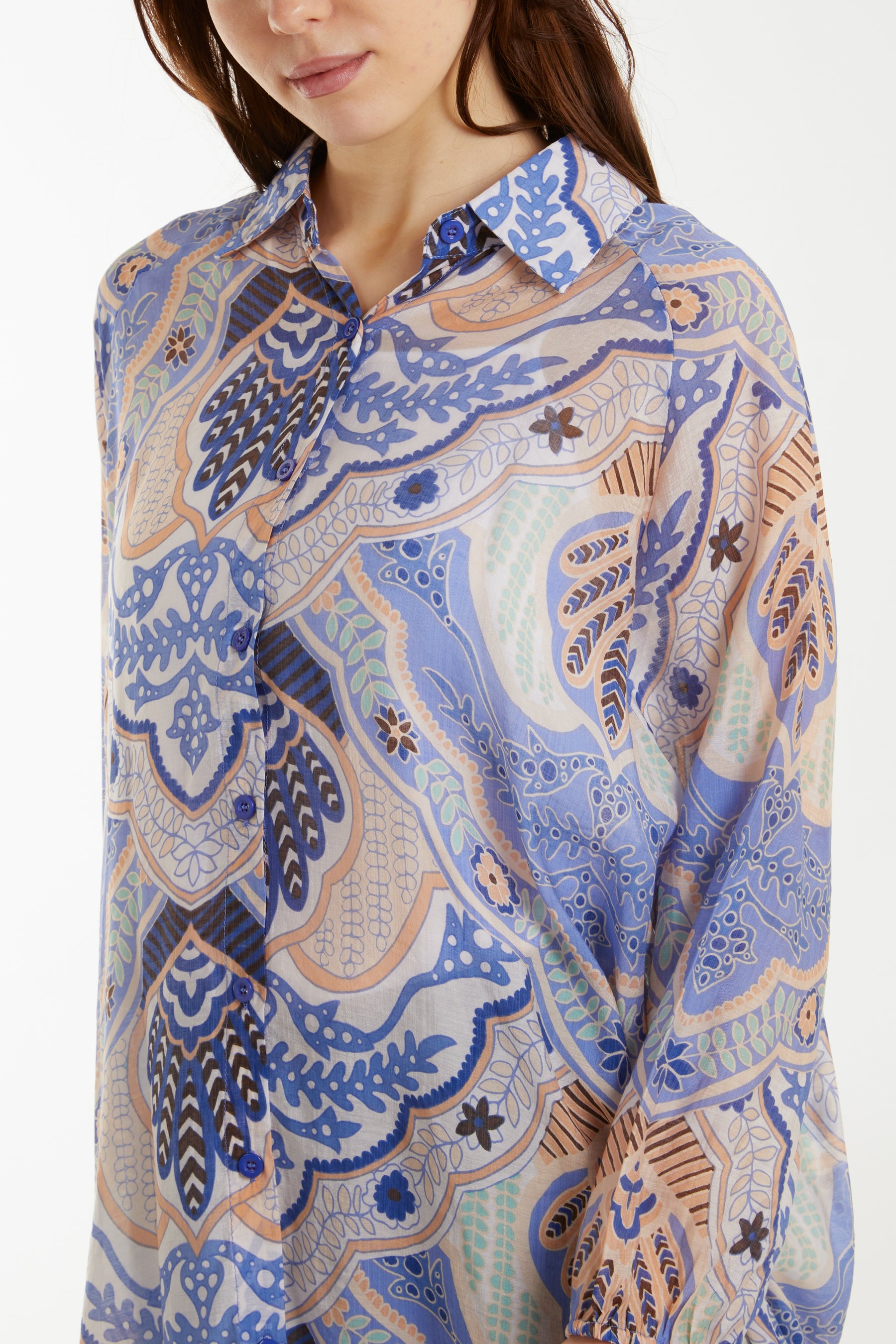 Lightweight Abstract Floral Print Shirt