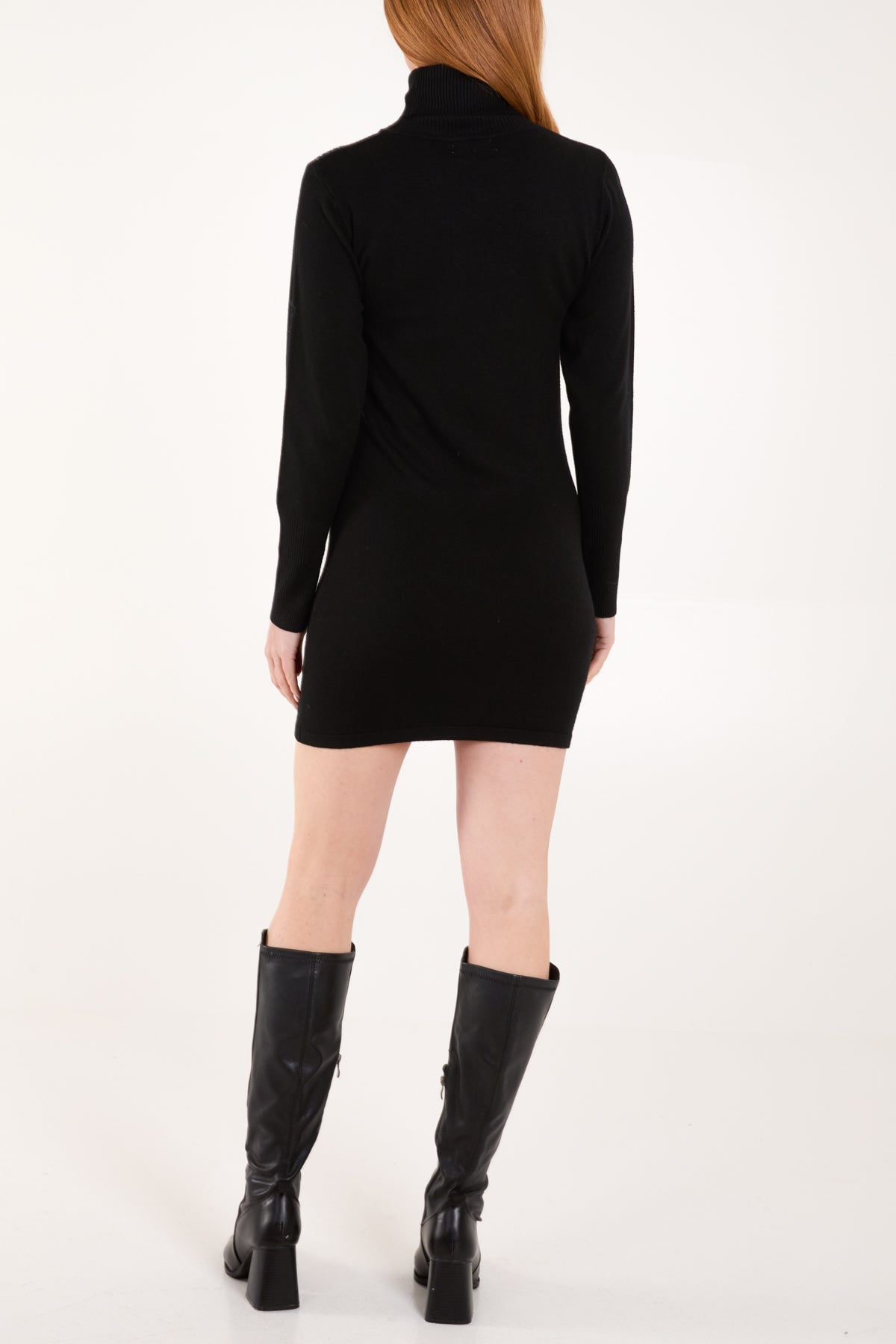 Diamante Roll Neck Mini Dress