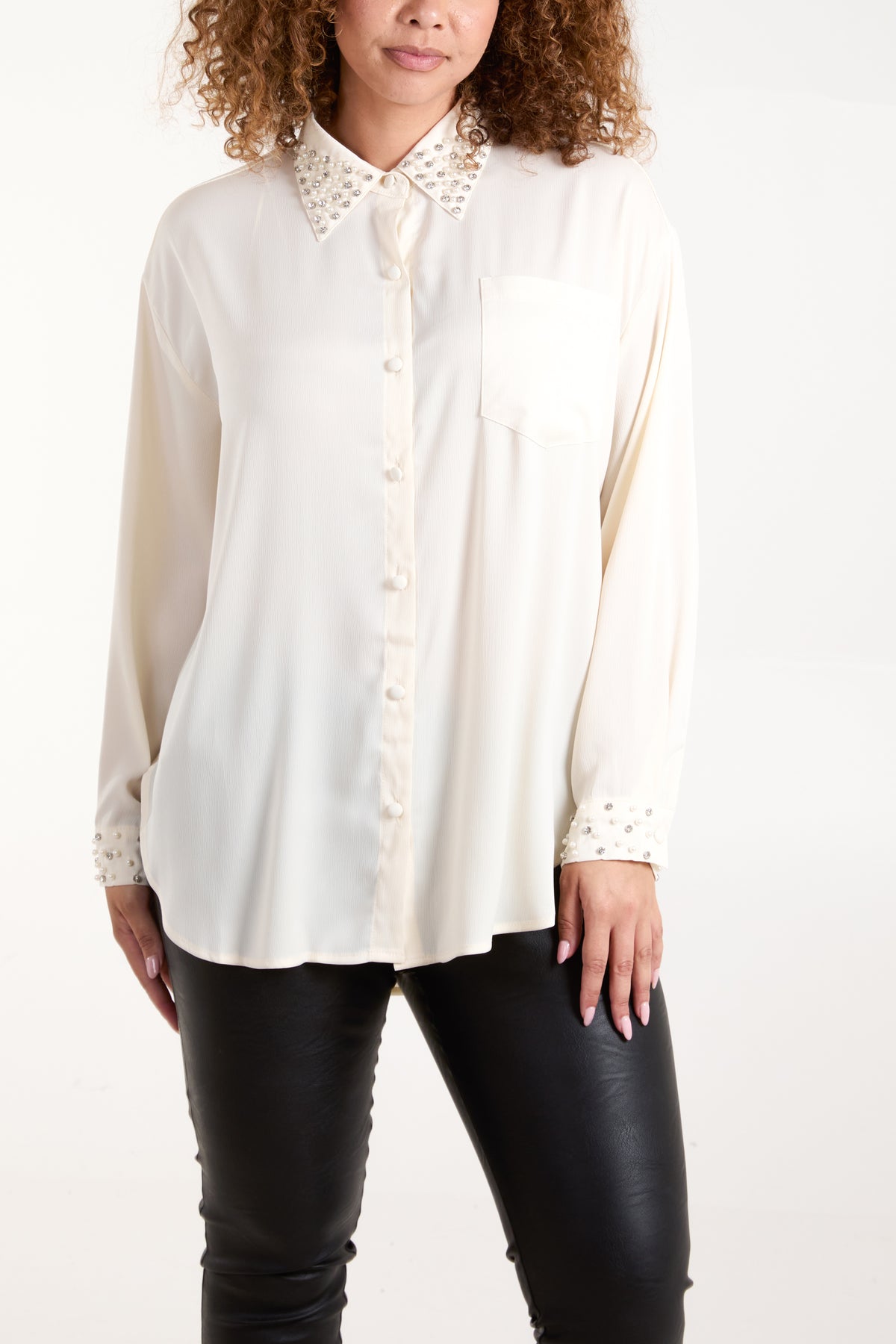 Diamante Embellished Satin Blouse