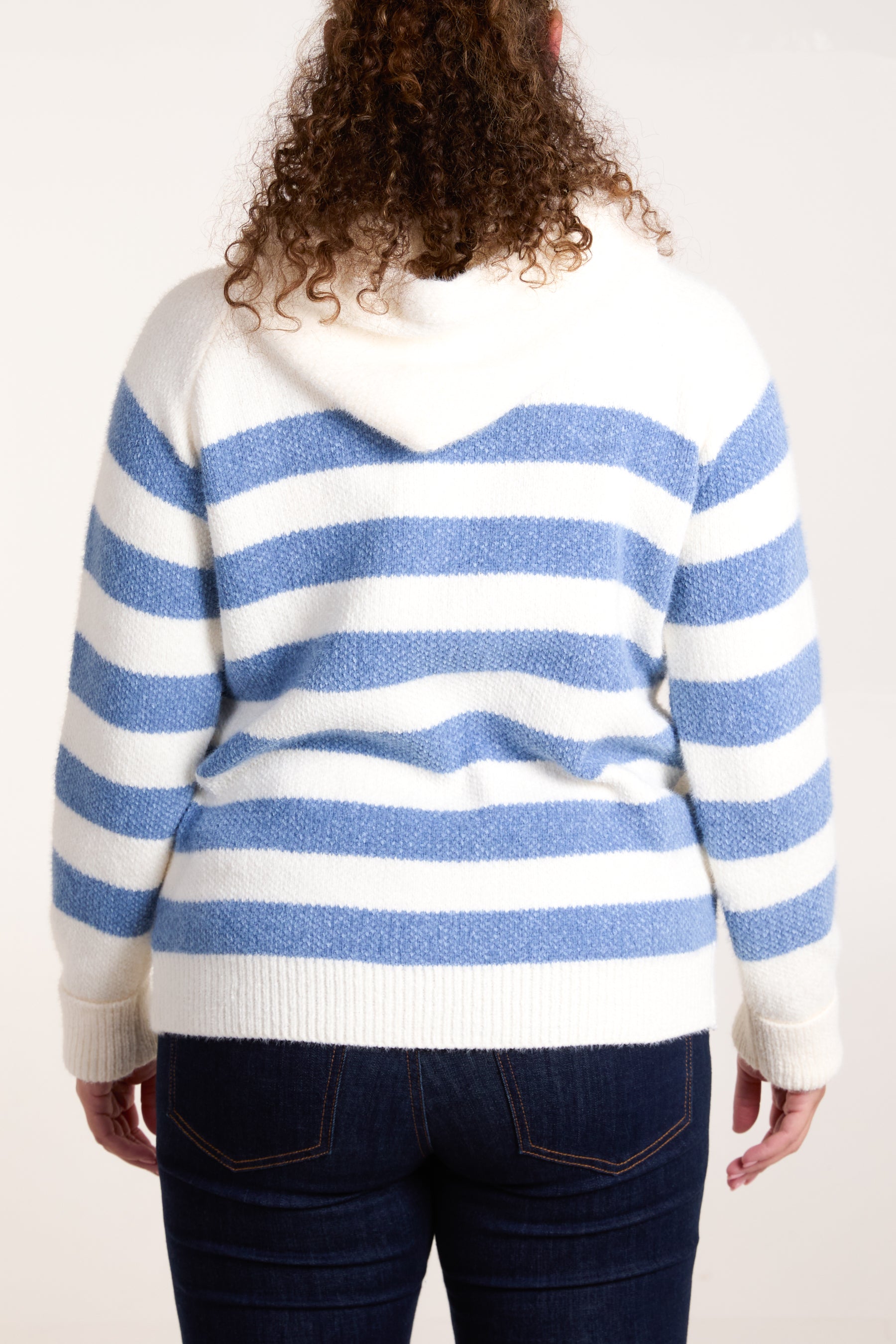 Striped Soft Knit Zip Up Hoodie