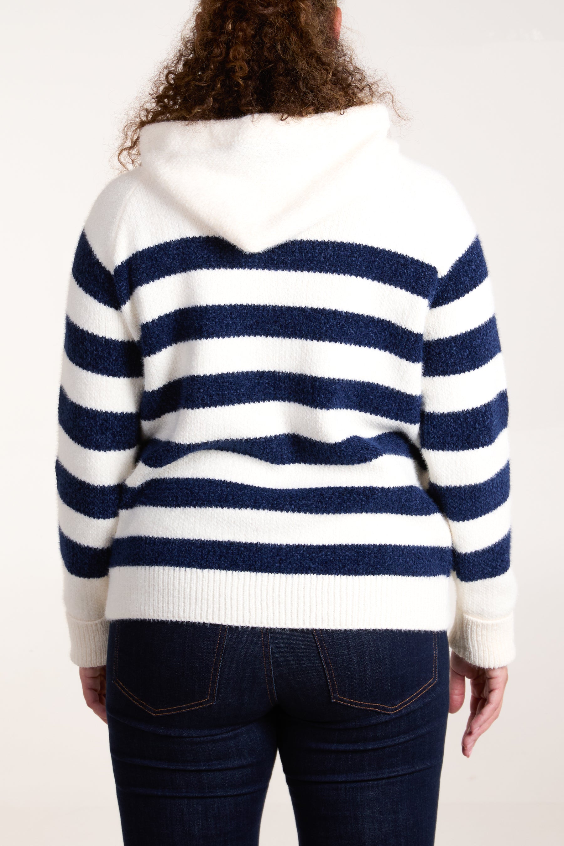 Striped Soft Knit Zip Up Hoodie