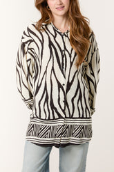 Zebra Print Button Through Shirt