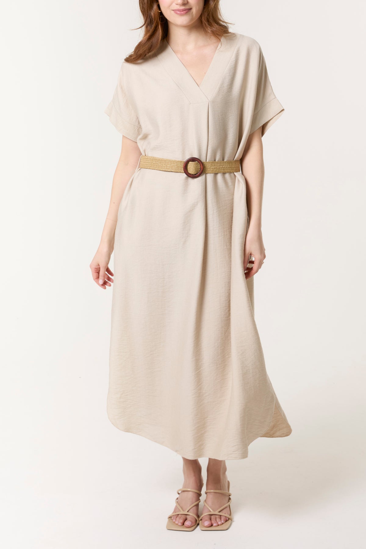 V-Neck Relaxed Dress w/ Belt