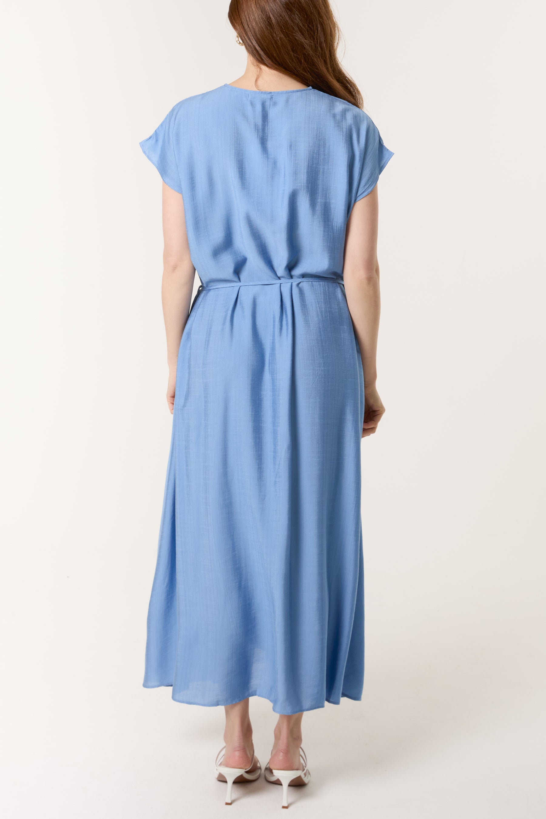 Front Slit Tie Belt Dress