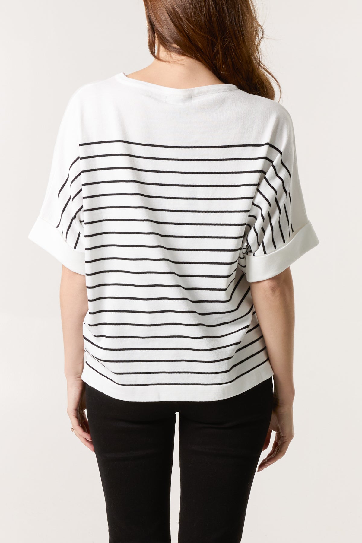 Glitter Flower Horizontal Striped Top