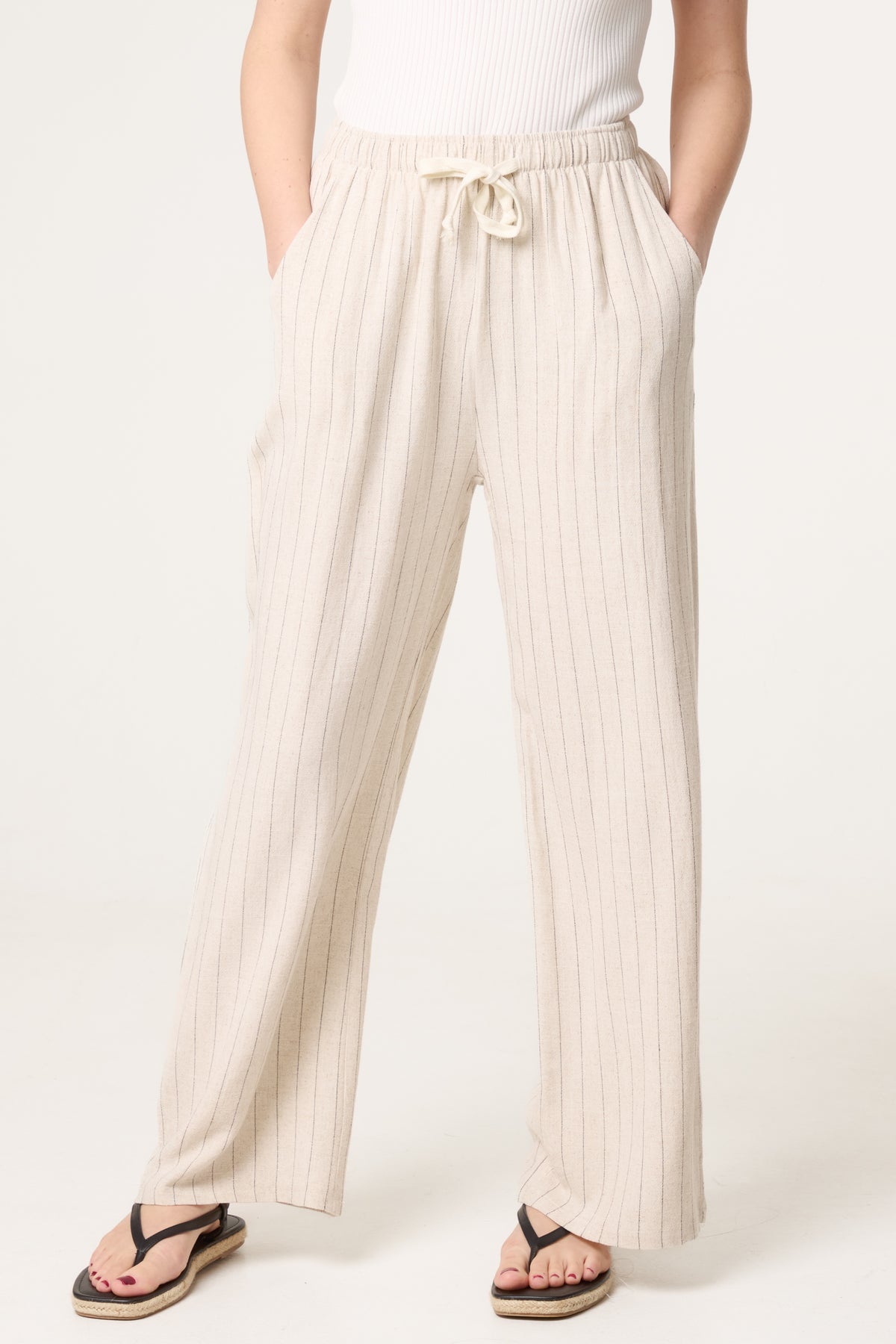 Pin Striped Elasticated Trousers