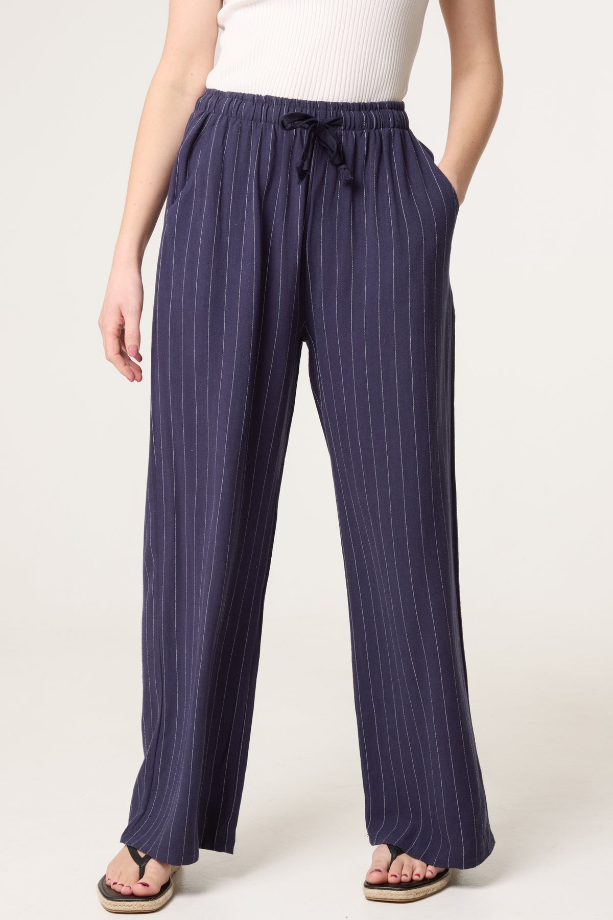 Pin Striped Elasticated Trousers