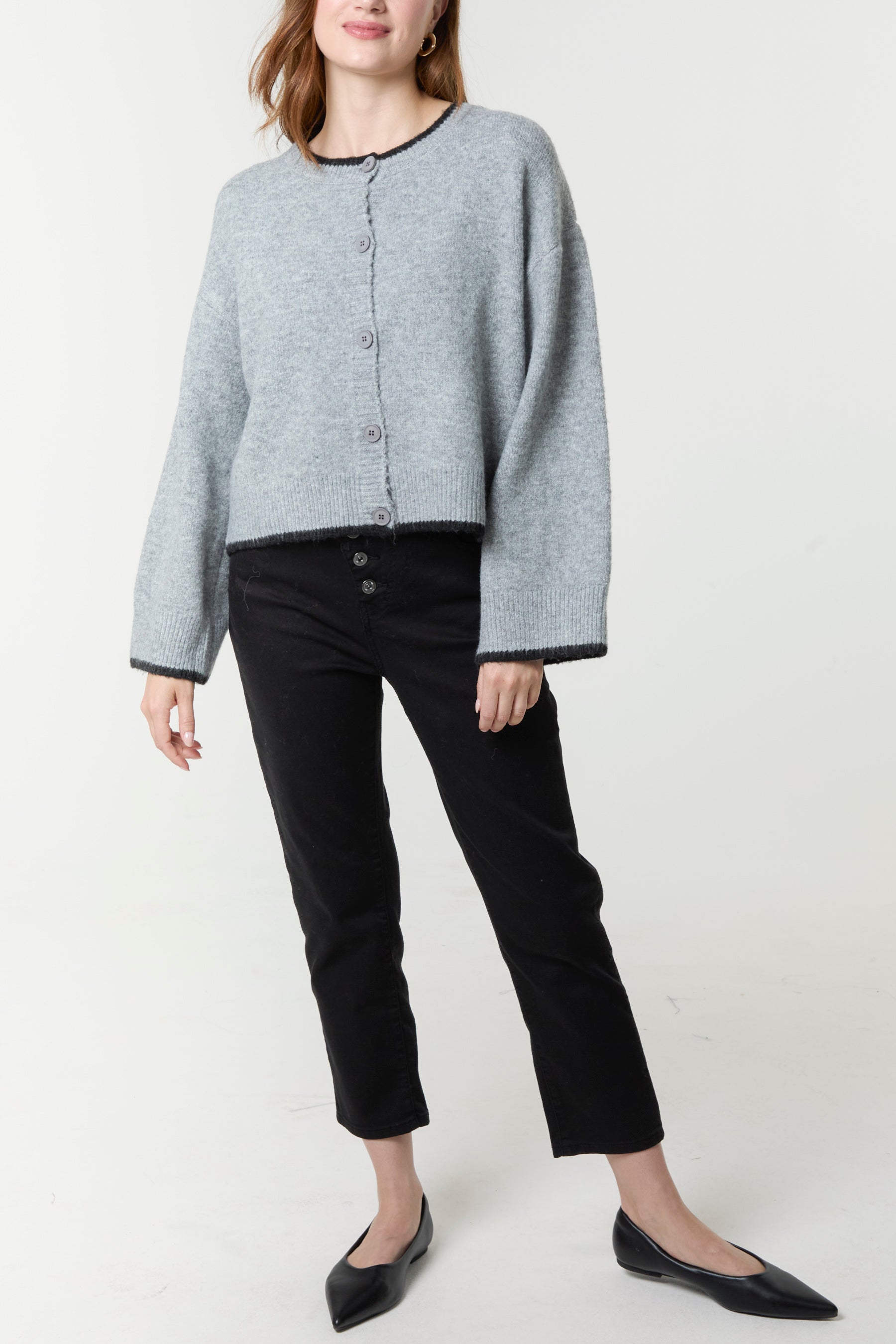 Two-Tone Contrast Edge Cardigan