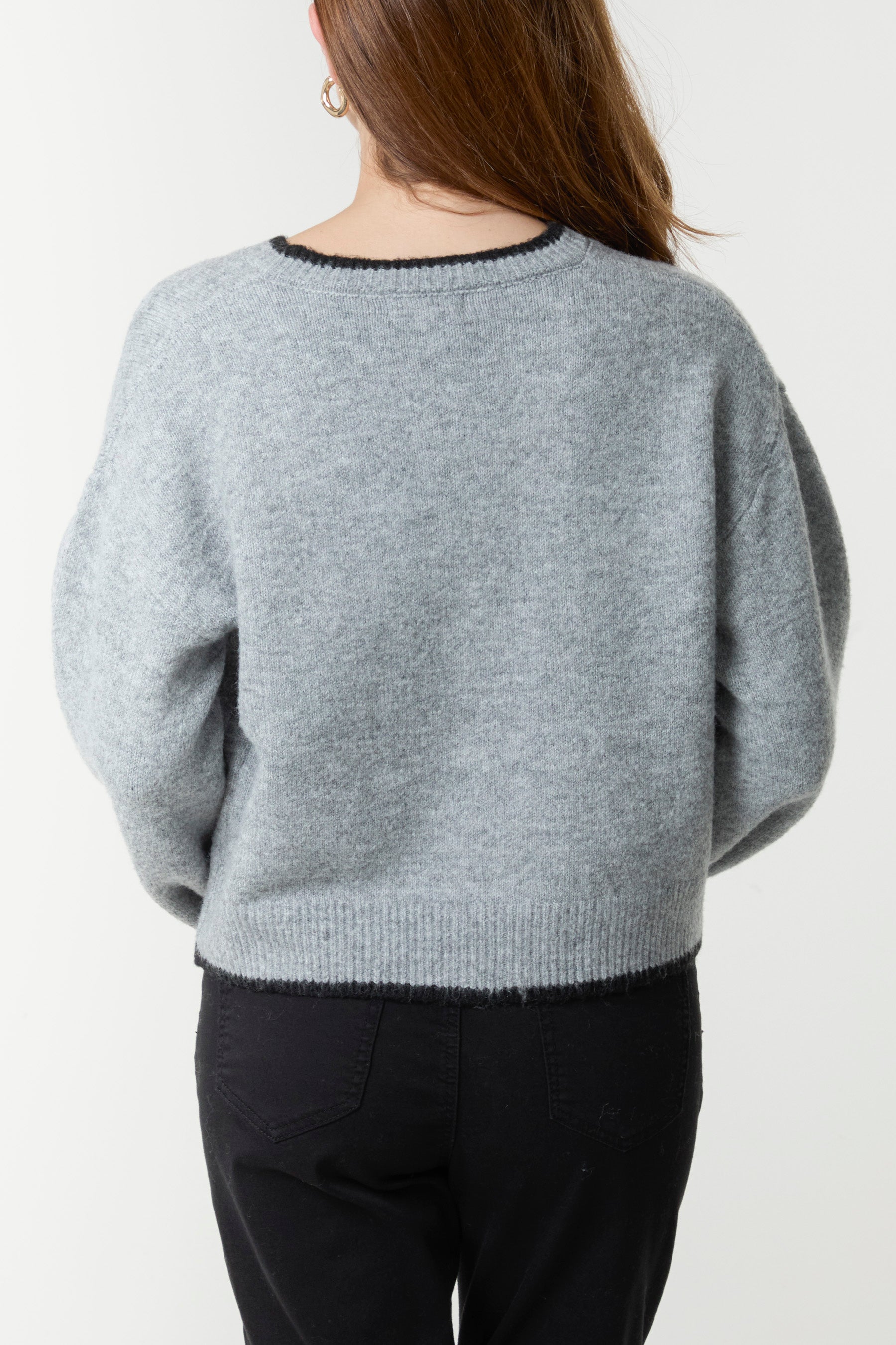Two-Tone Contrast Edge Cardigan