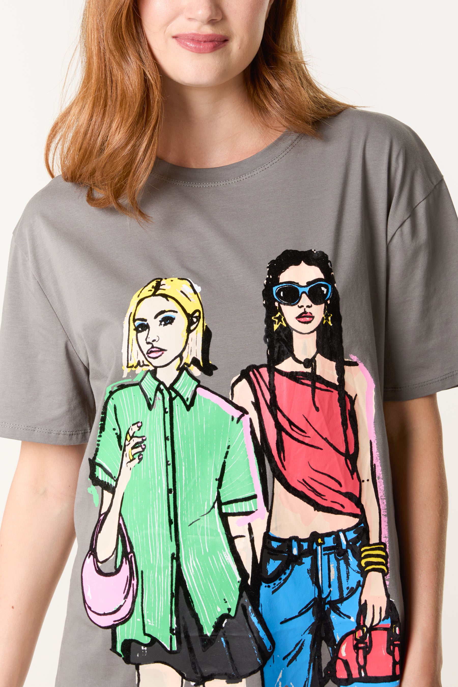 Colourful Girls Graphic Illustration T-Shirt