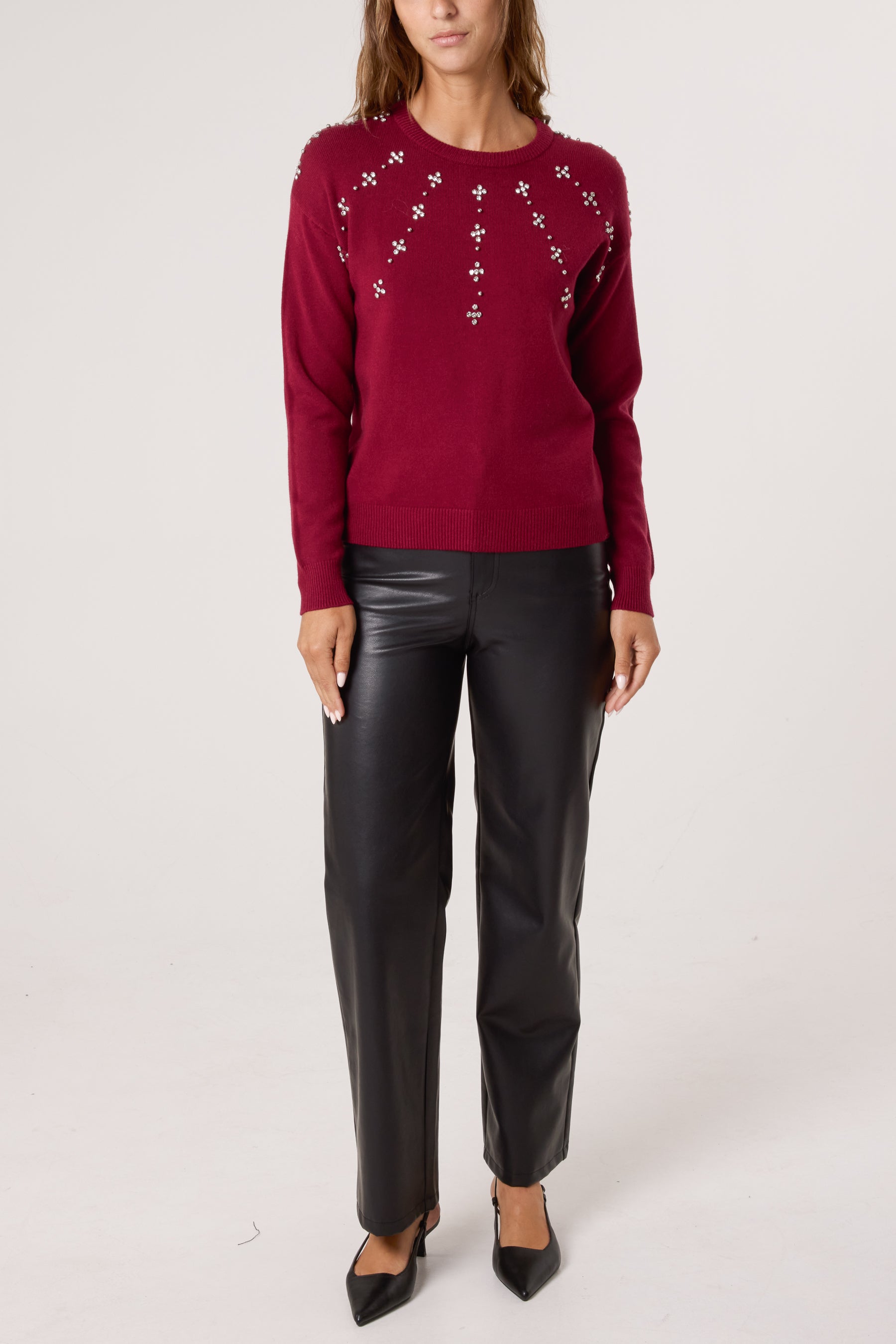 Flower Embellished Knit Jumper