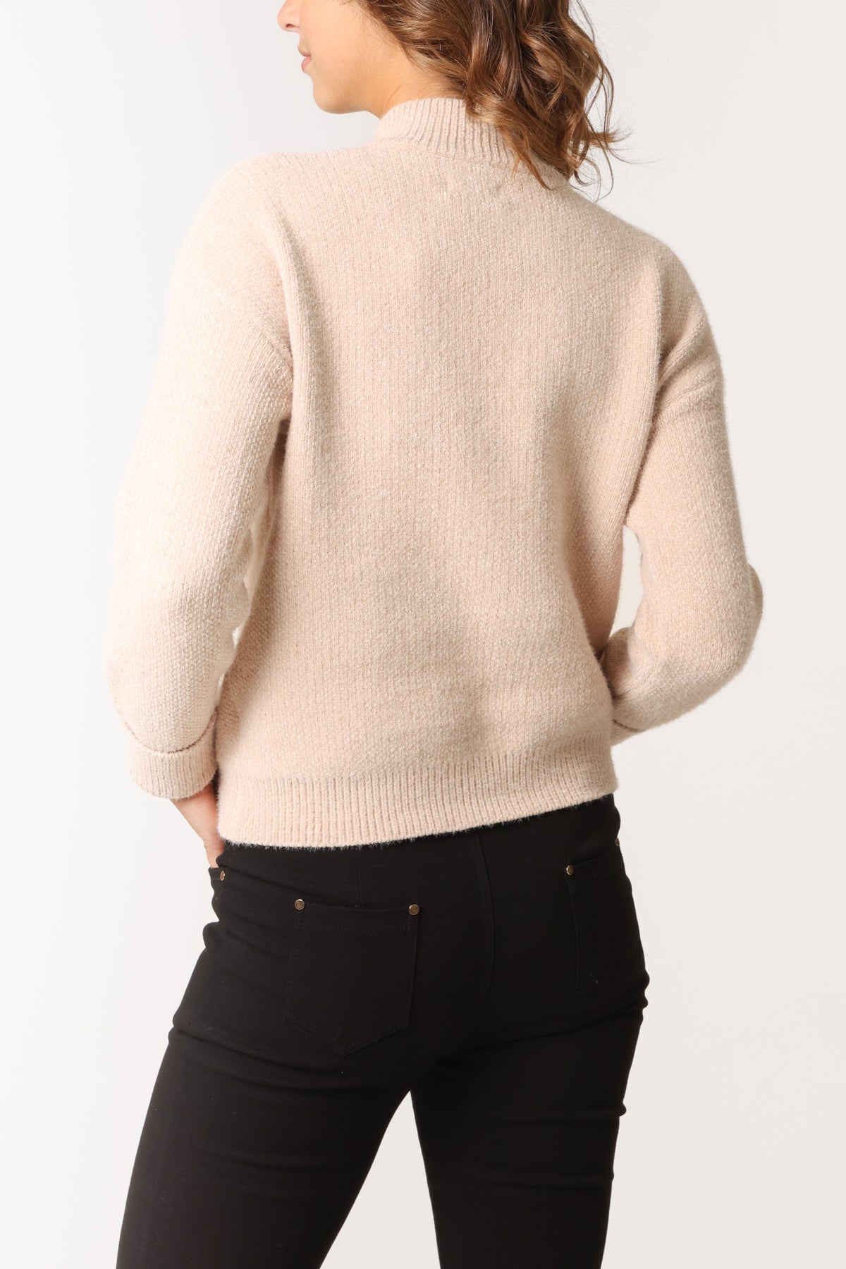 High Neck Half-Zip Knit Jumper