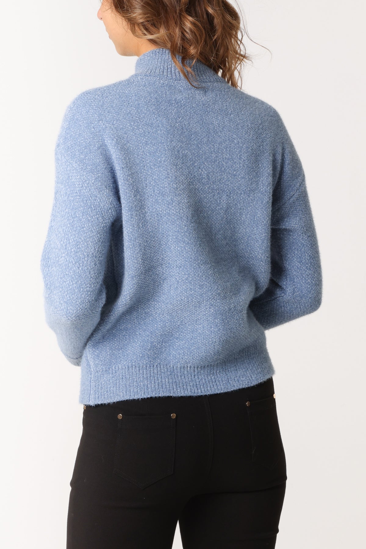 High Neck Half-Zip Knit Jumper