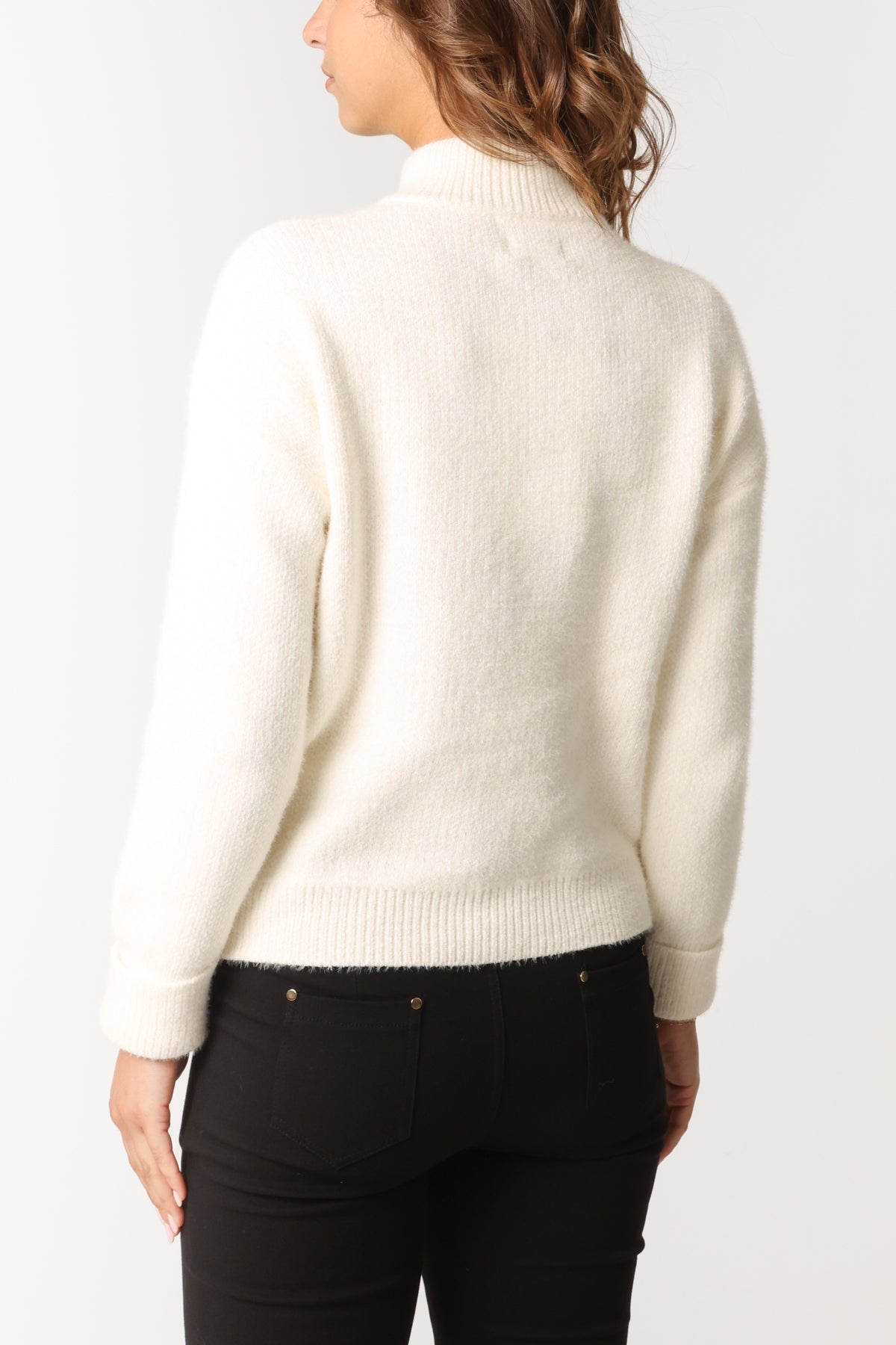 High Neck Half-Zip Knit Jumper