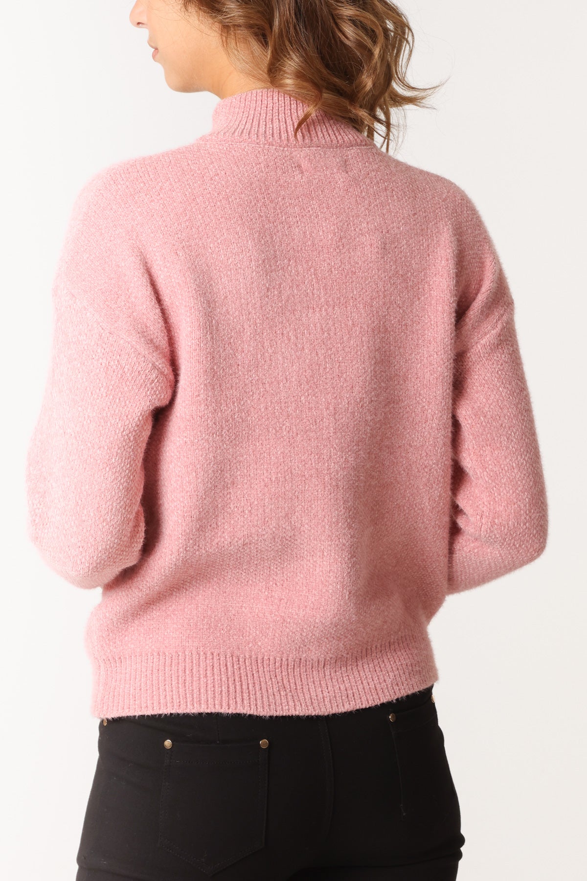High Neck Half-Zip Knit Jumper
