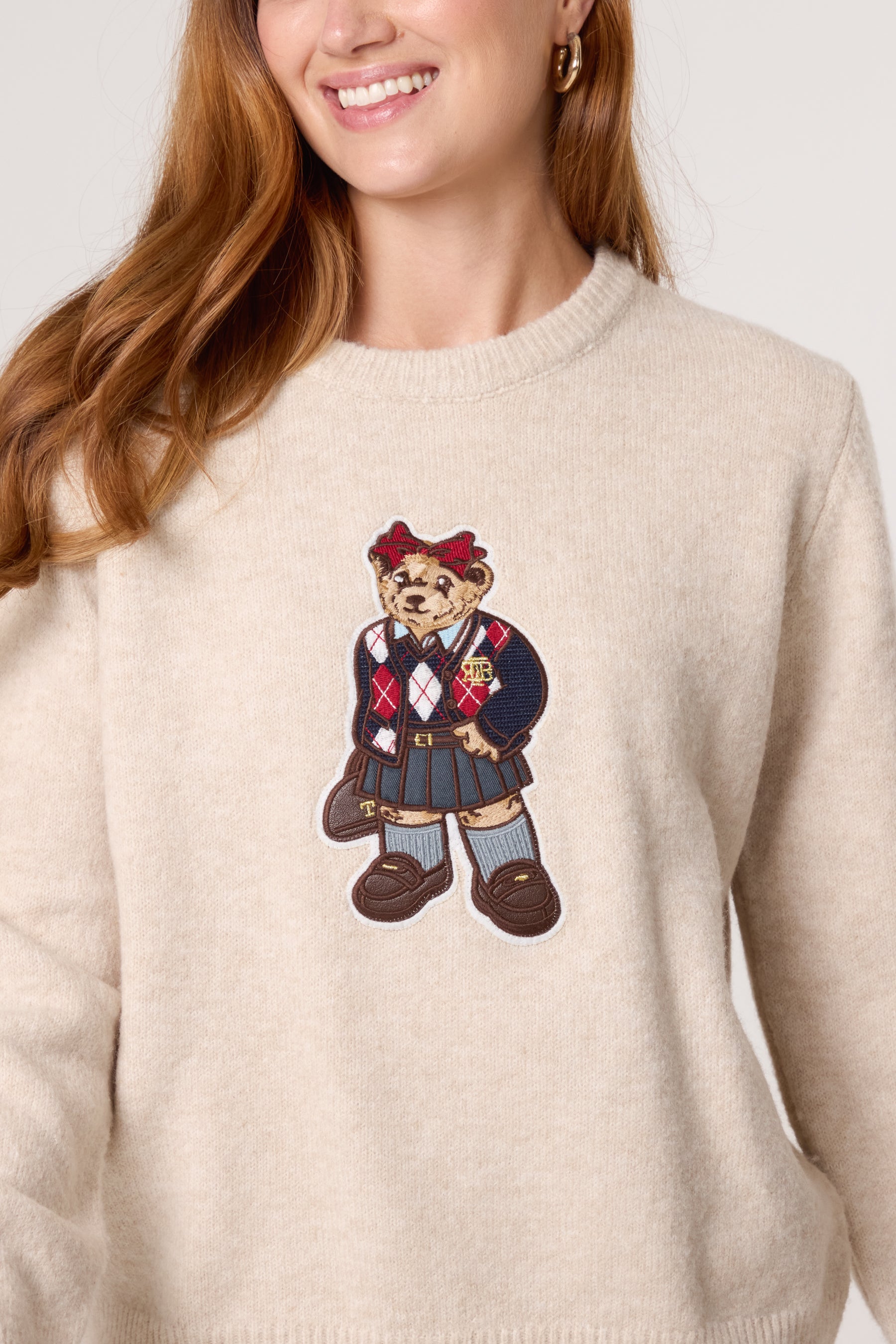 School Girl Bear Round Neck Jumper