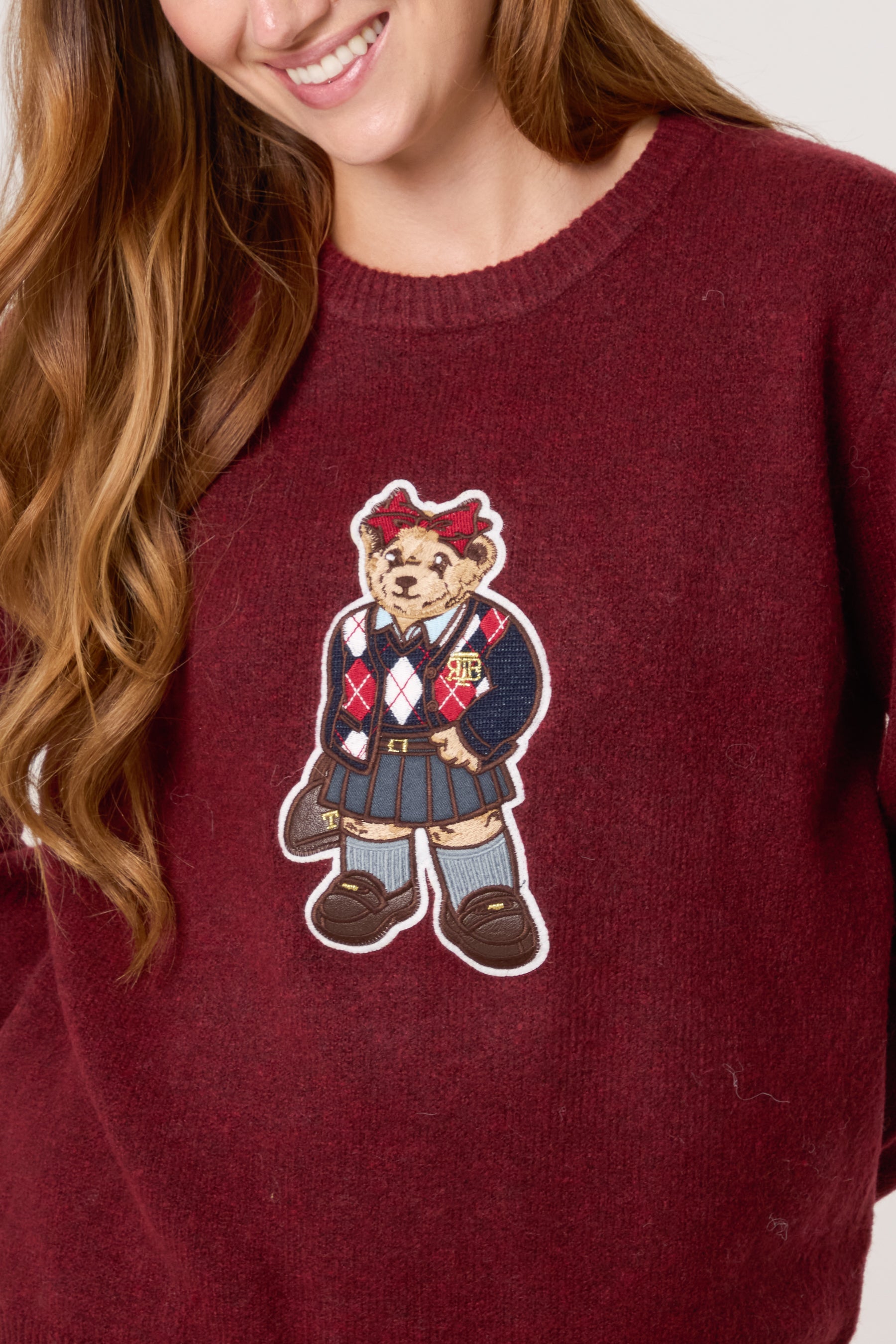 School Girl Bear Round Neck Jumper