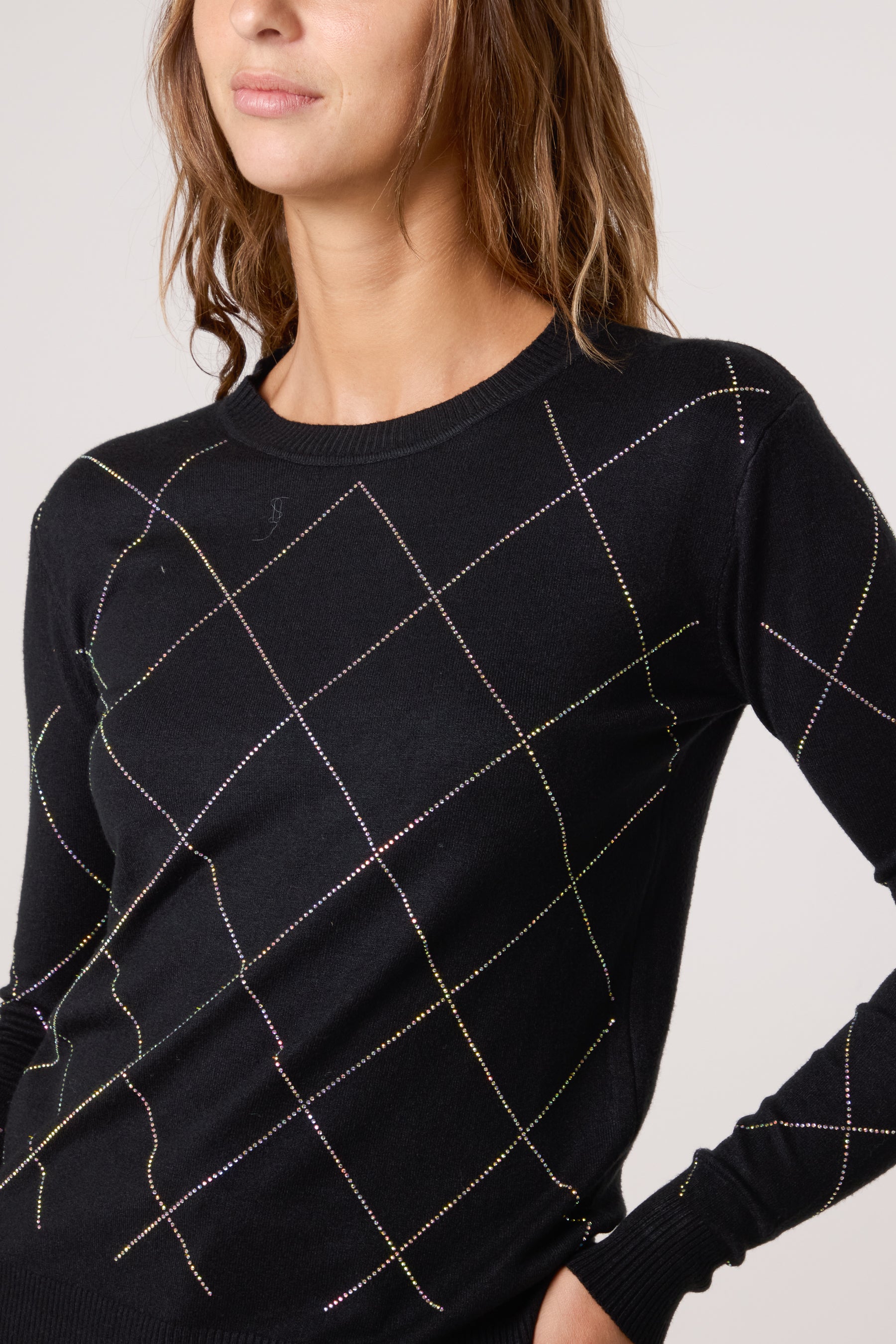 Embellished Diamond Print Jumper