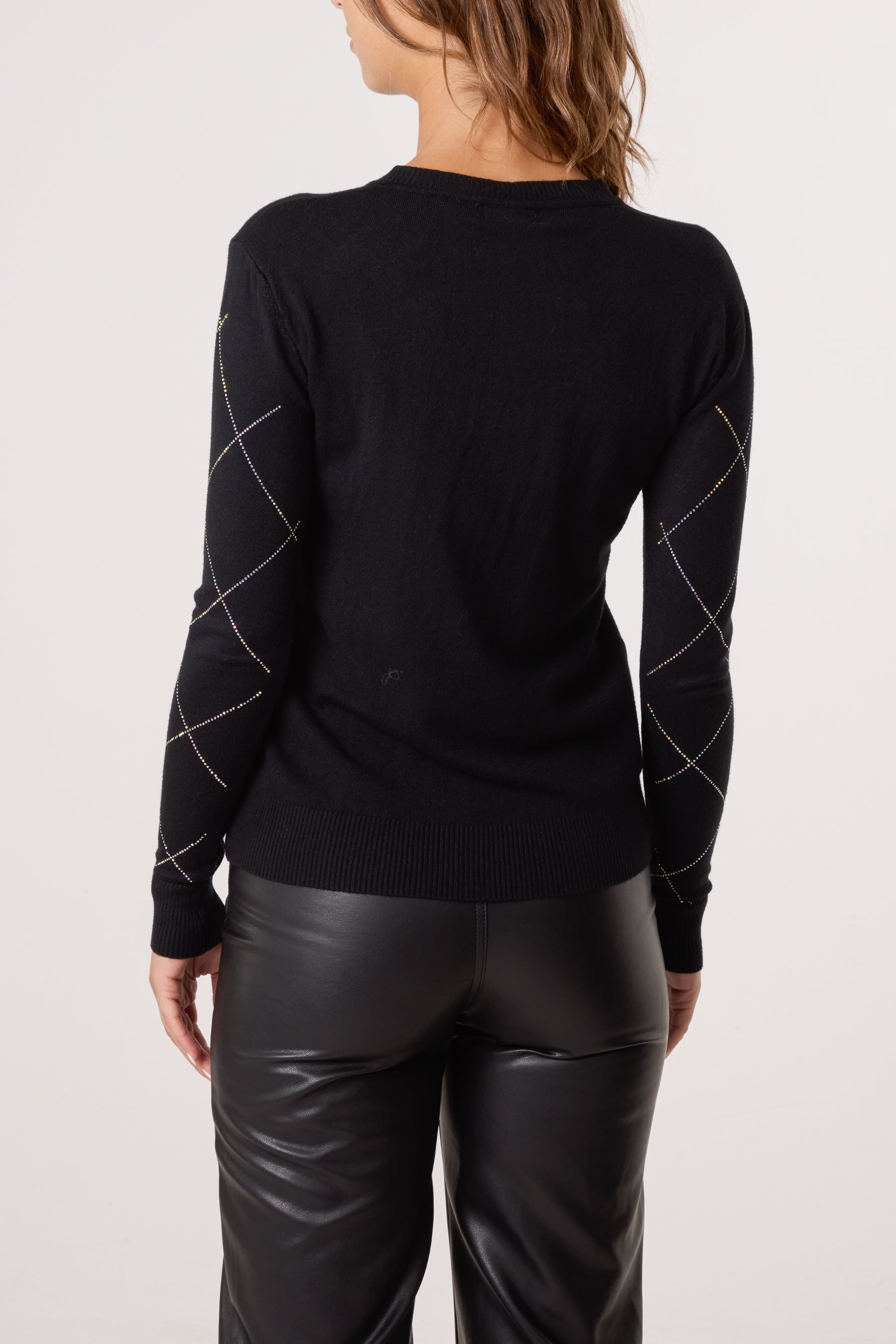 Embellished Diamond Print Jumper