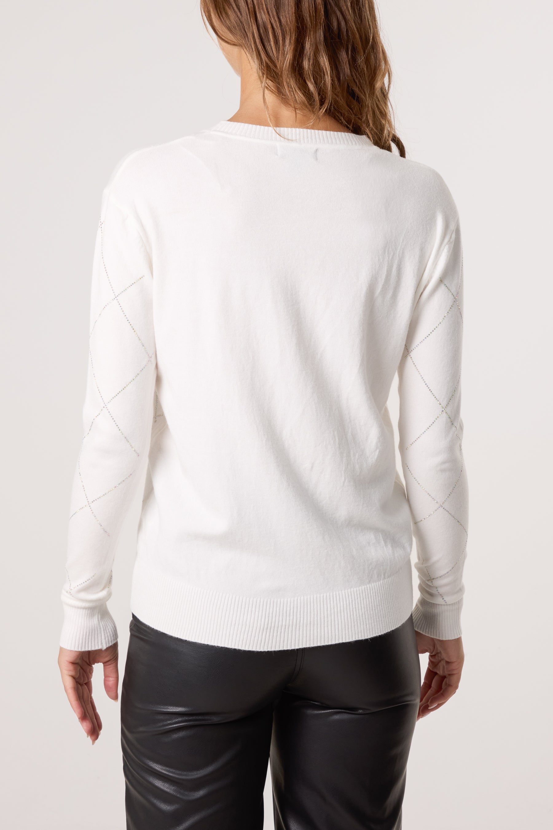 Embellished Diamond Print Jumper