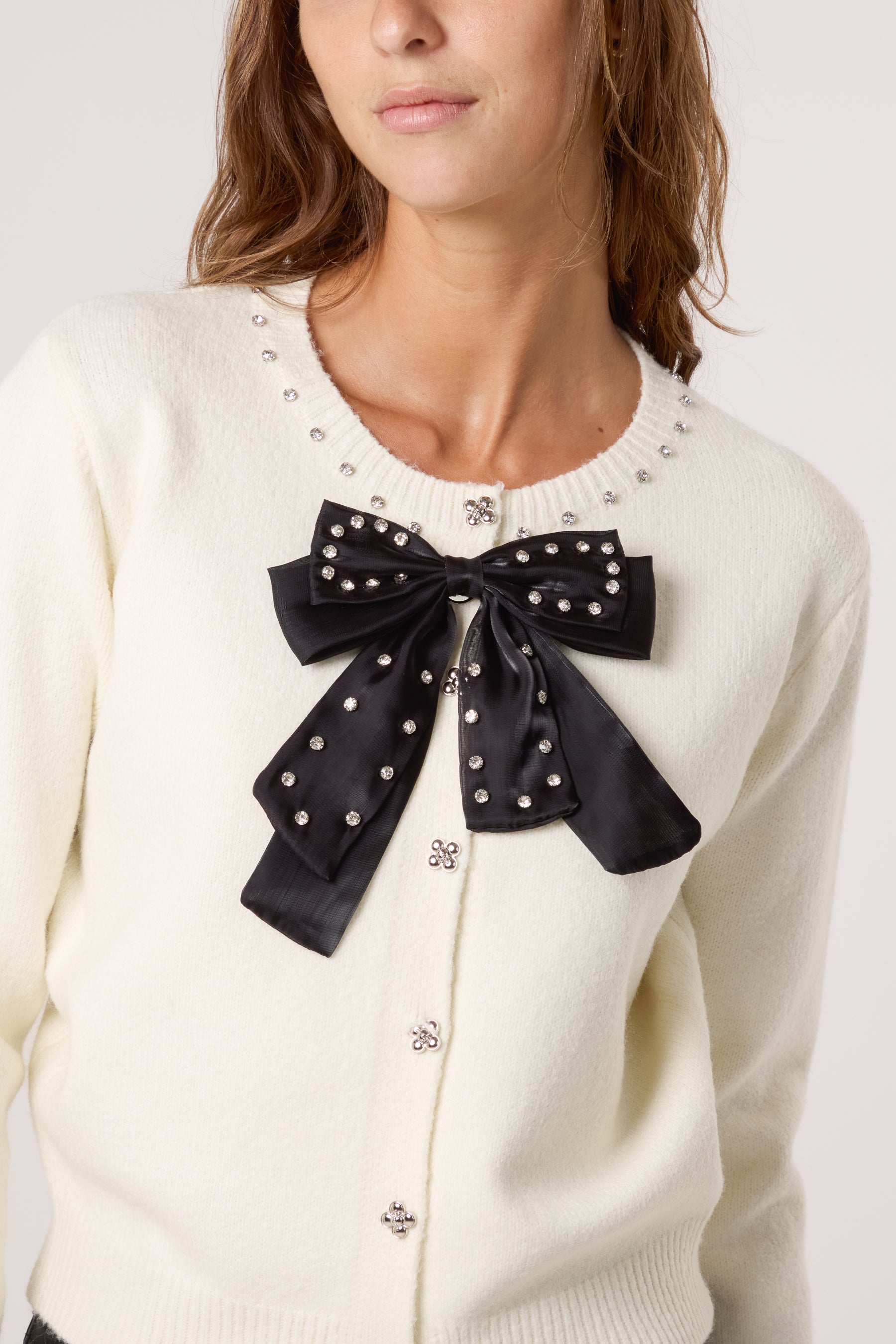 Embellished Diamante Bow Cardigan
