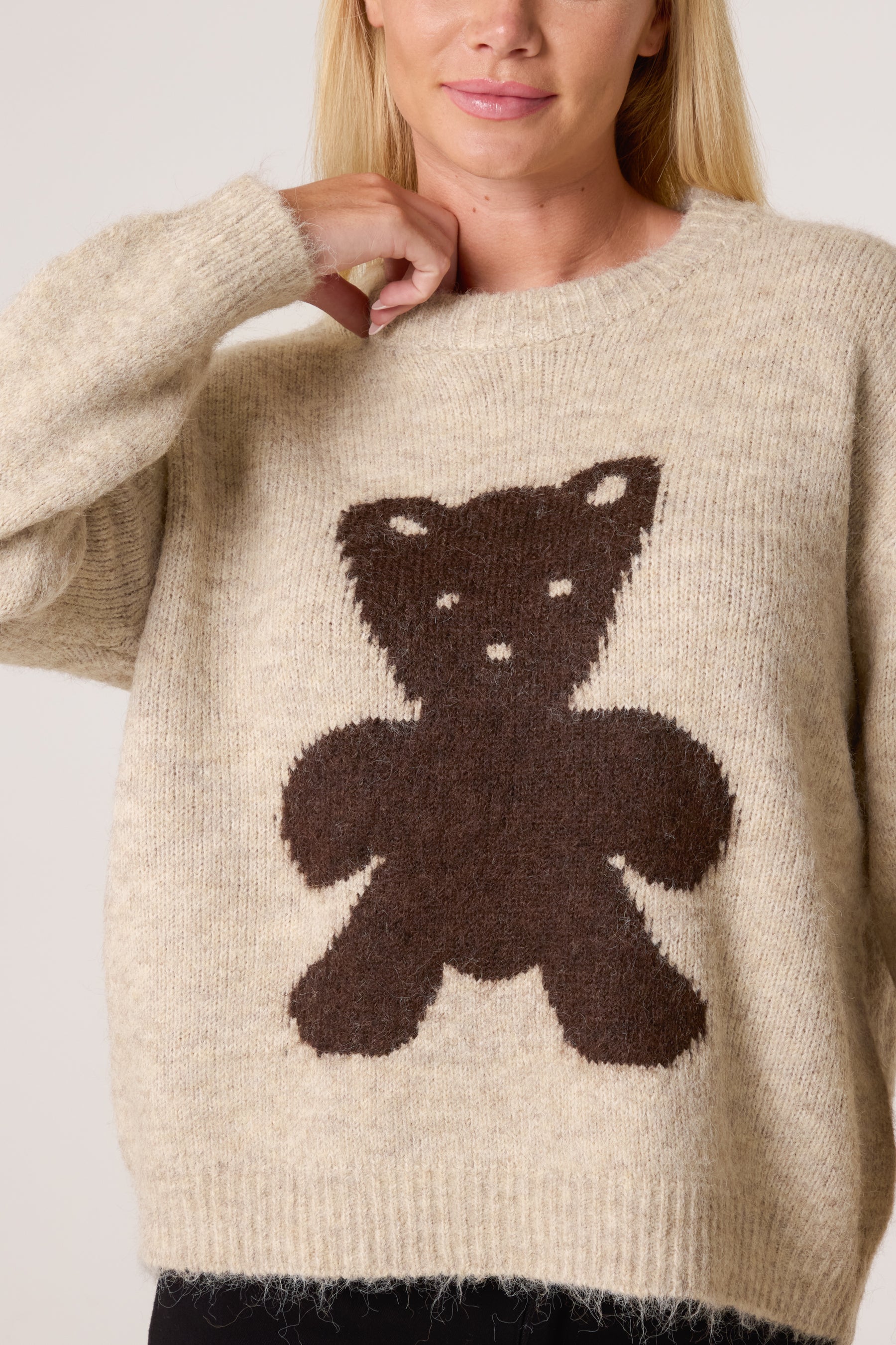 Crew Neck Knit Bear Jumper